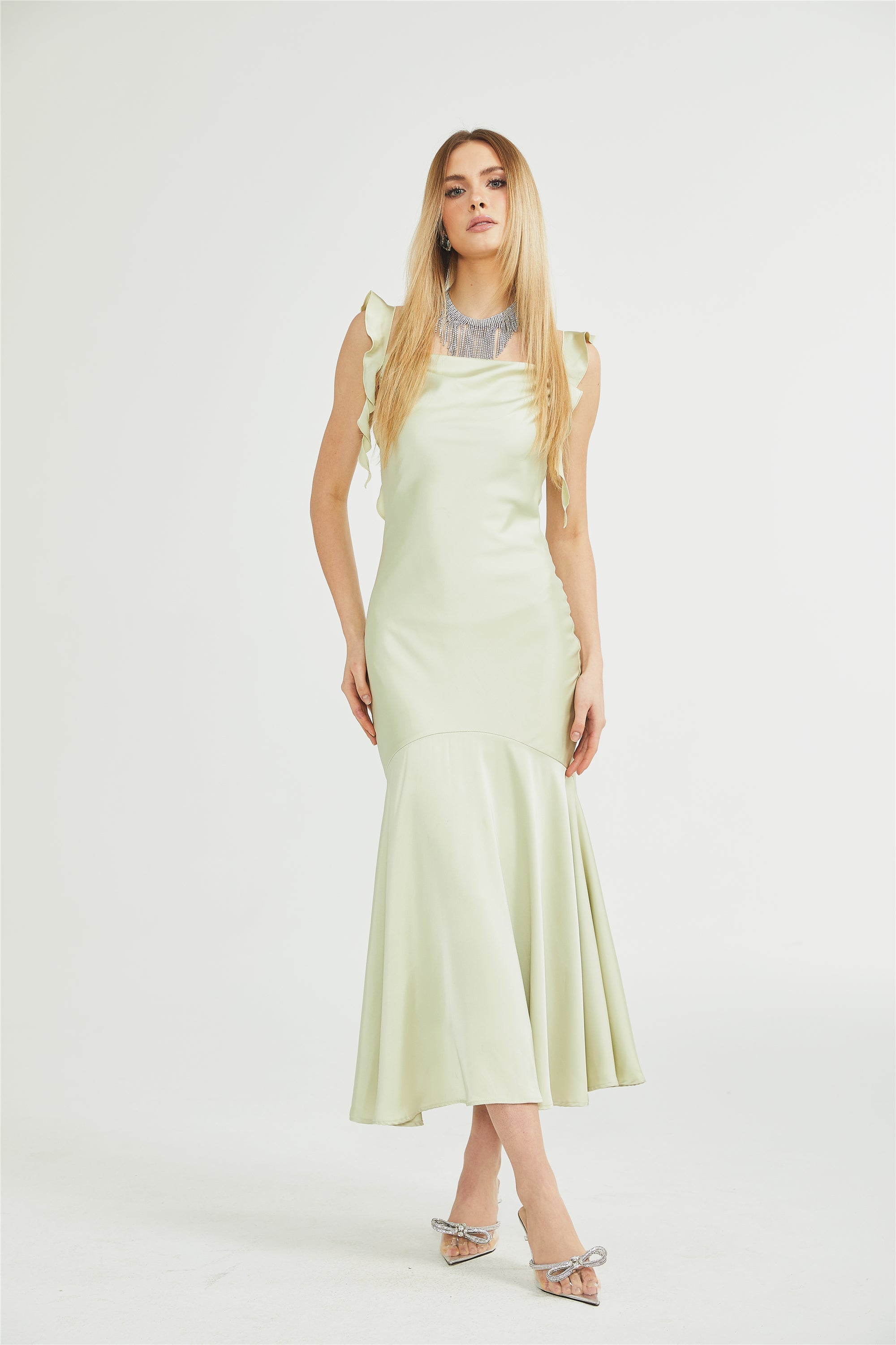 Céleste kloş midi elbise