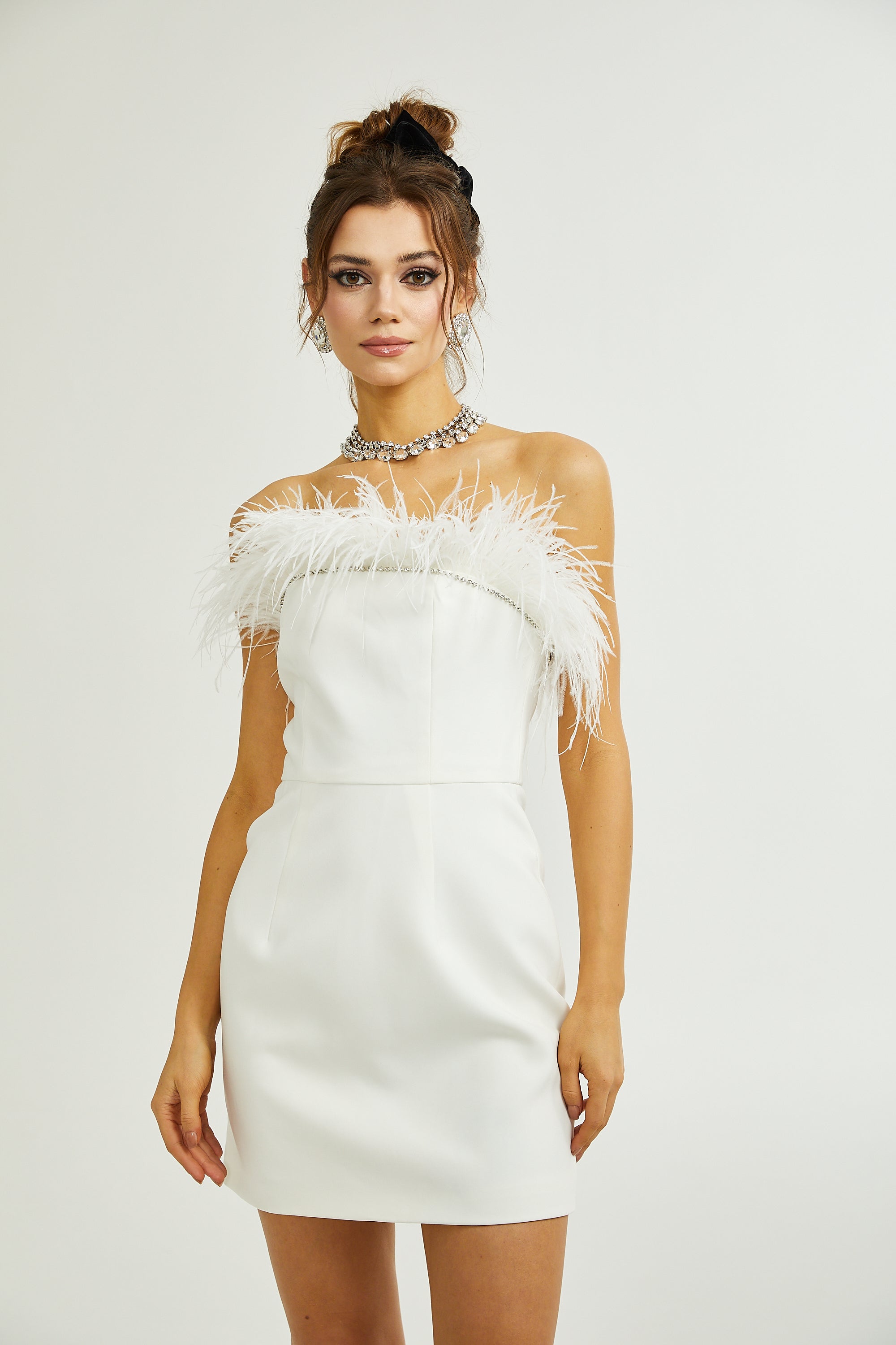 Aria tüy mini elbise