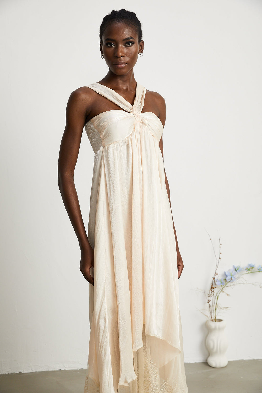 Bérénice dantel midi elbise