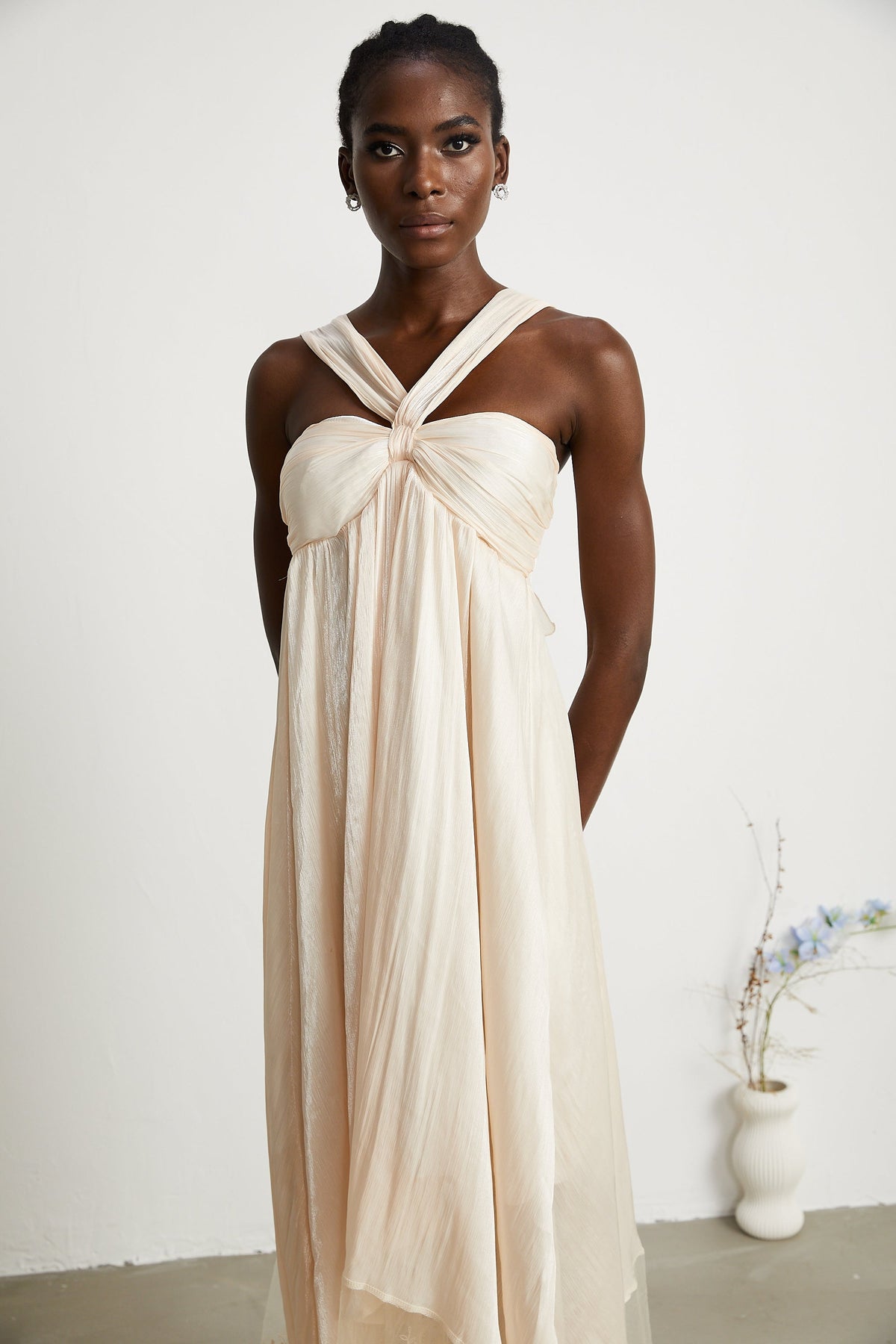 Bérénice dantel midi elbise