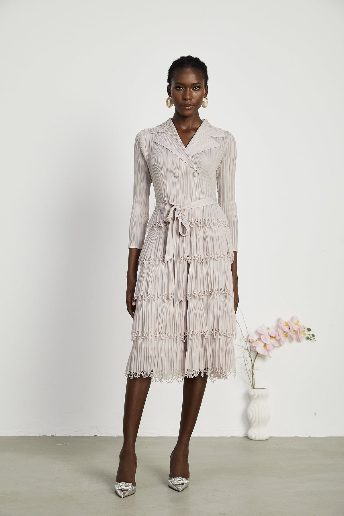 Marjolaine katman midi elbise