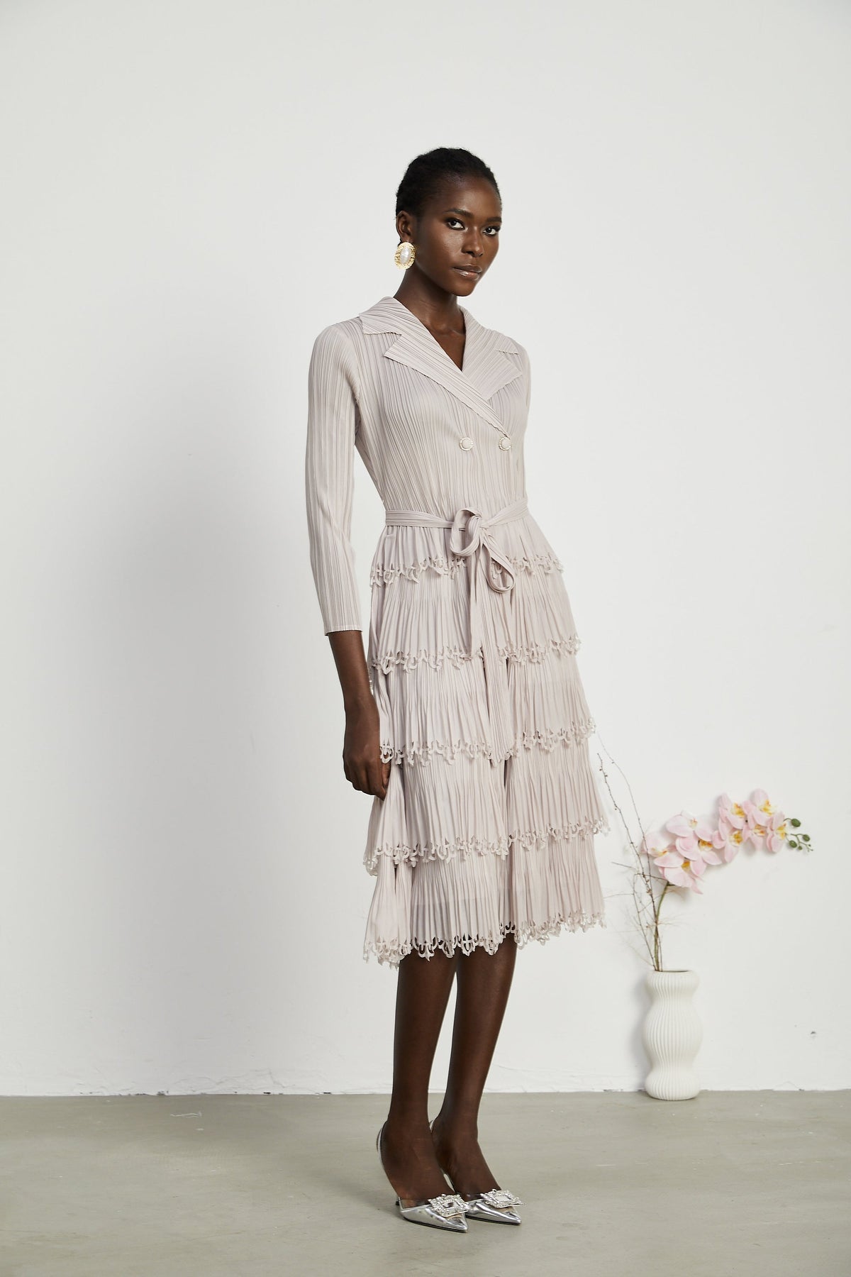 Marjolaine katman midi elbise