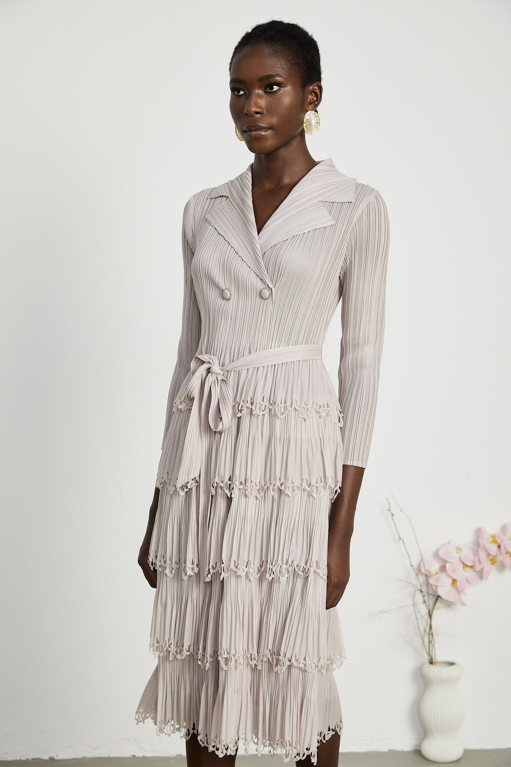 Marjolaine katman midi elbise