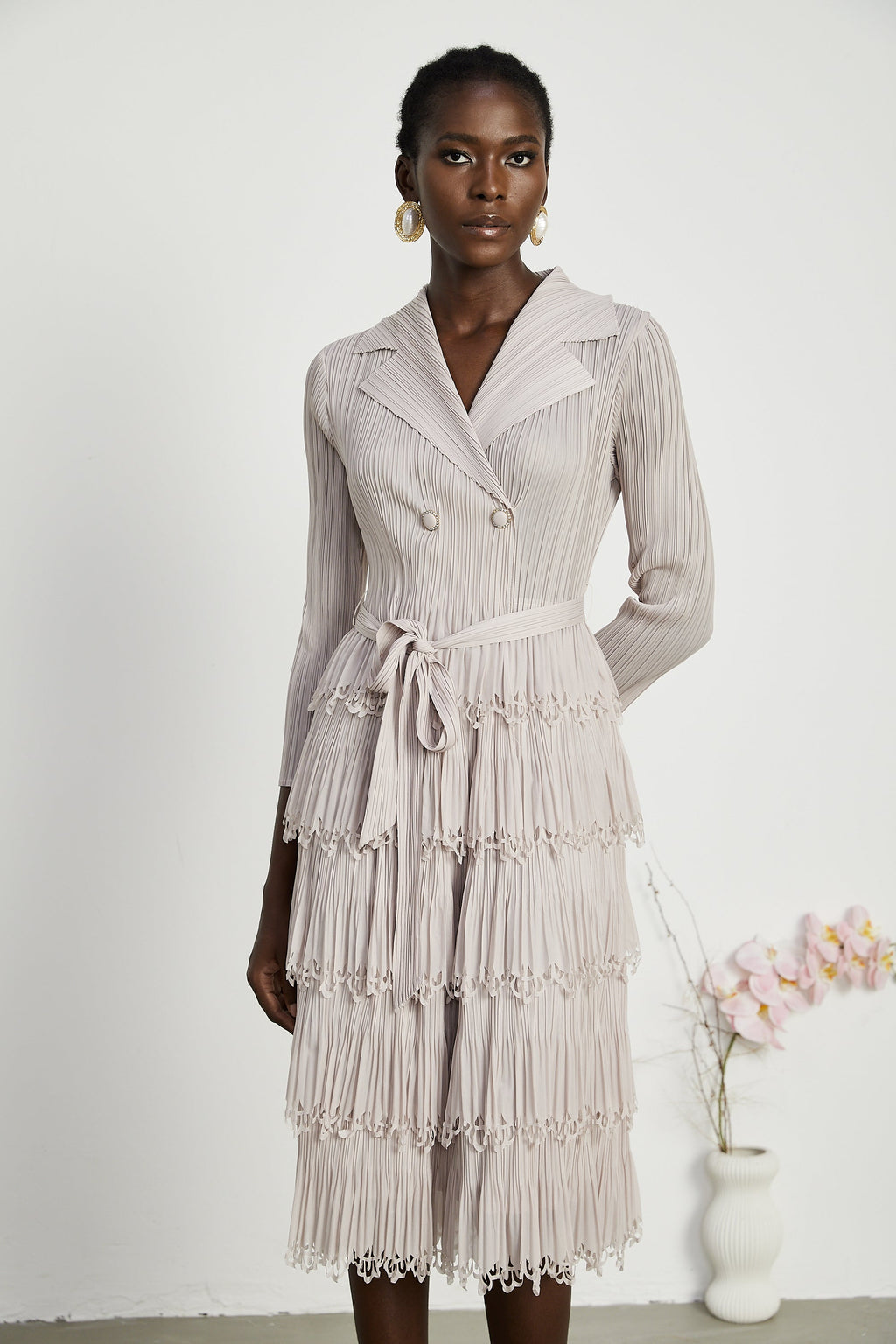 Marjolaine katman midi elbise