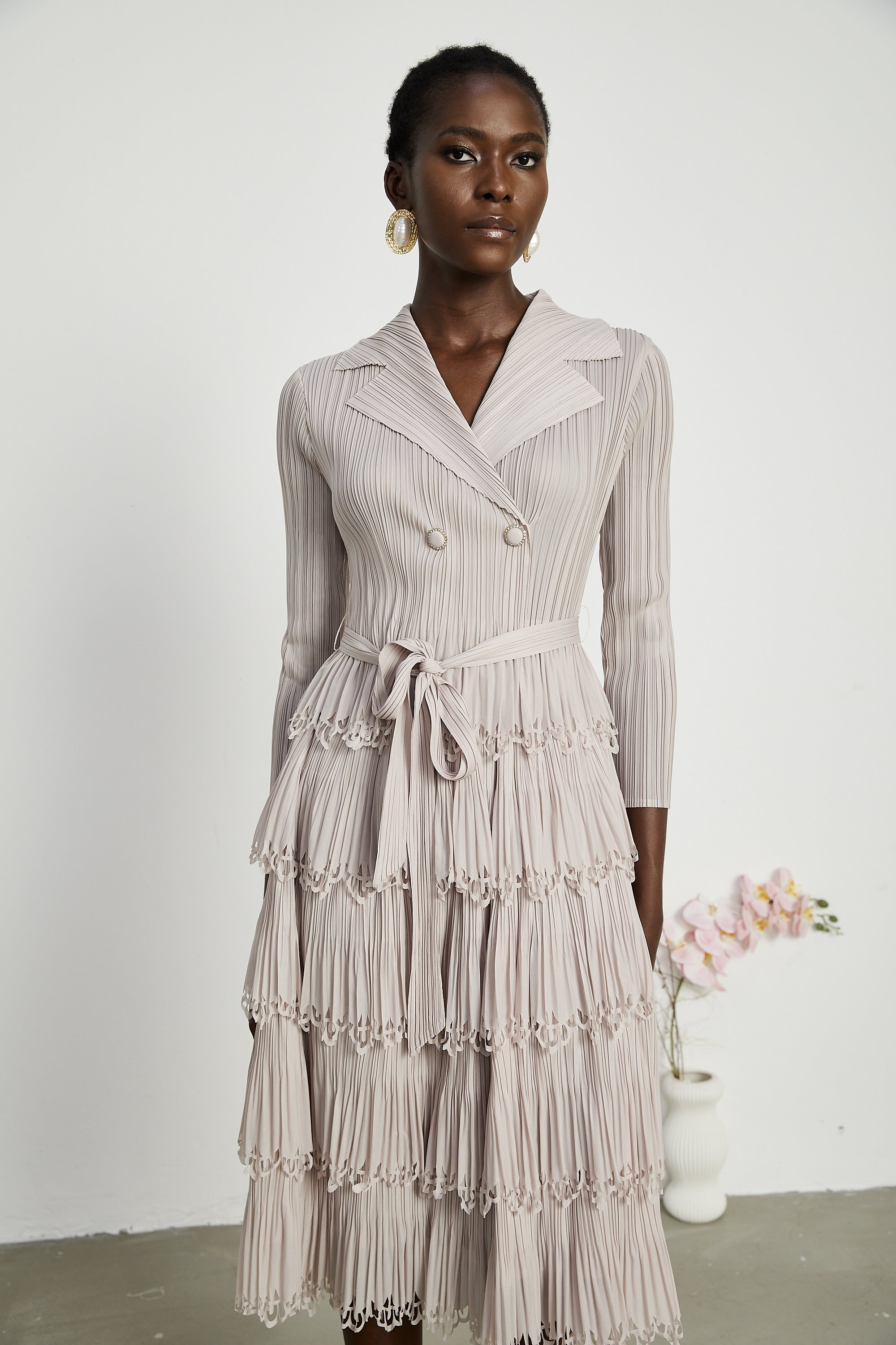 Marjolaine katman midi elbise