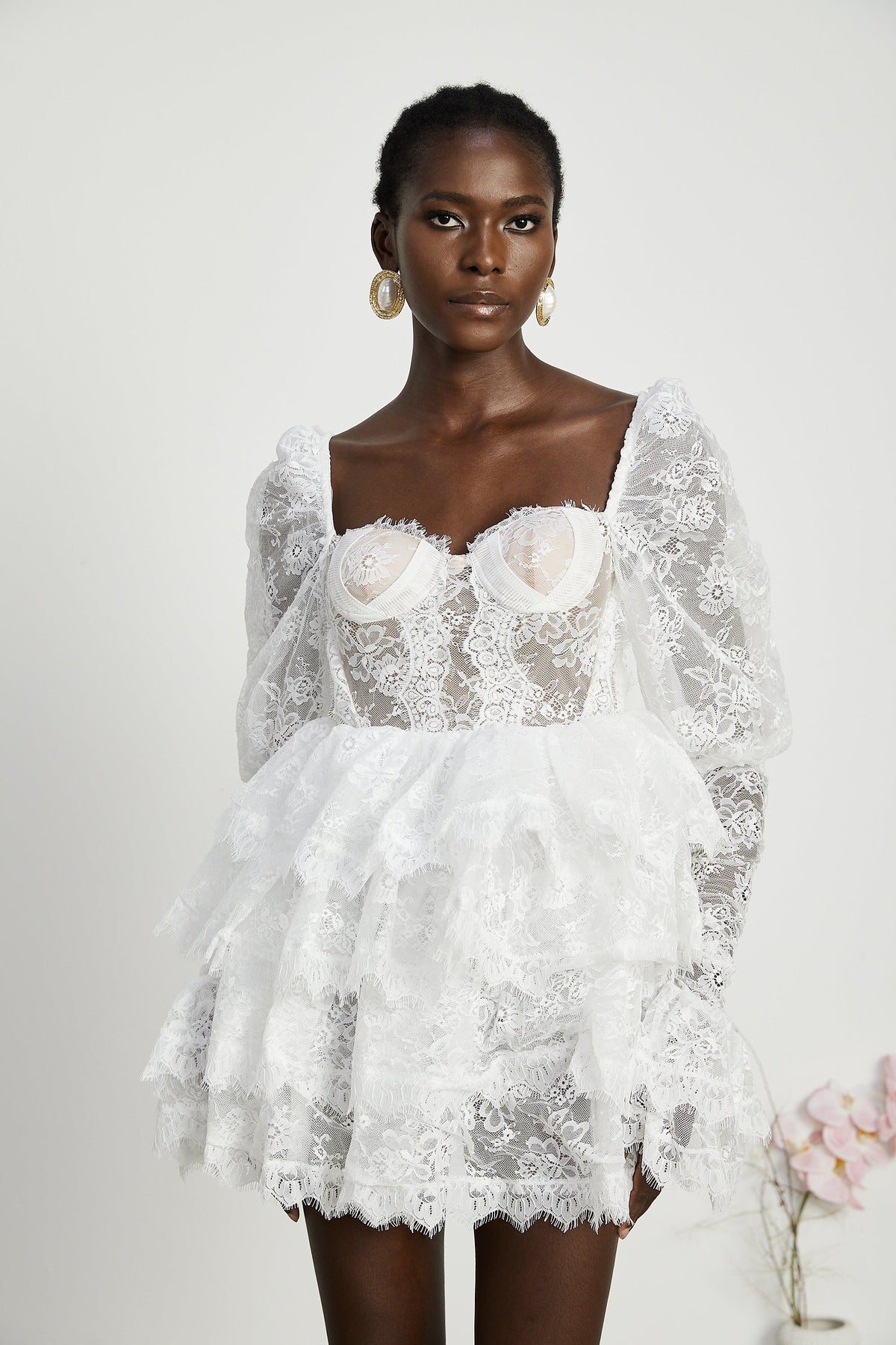 Nadine dantel mini elbise