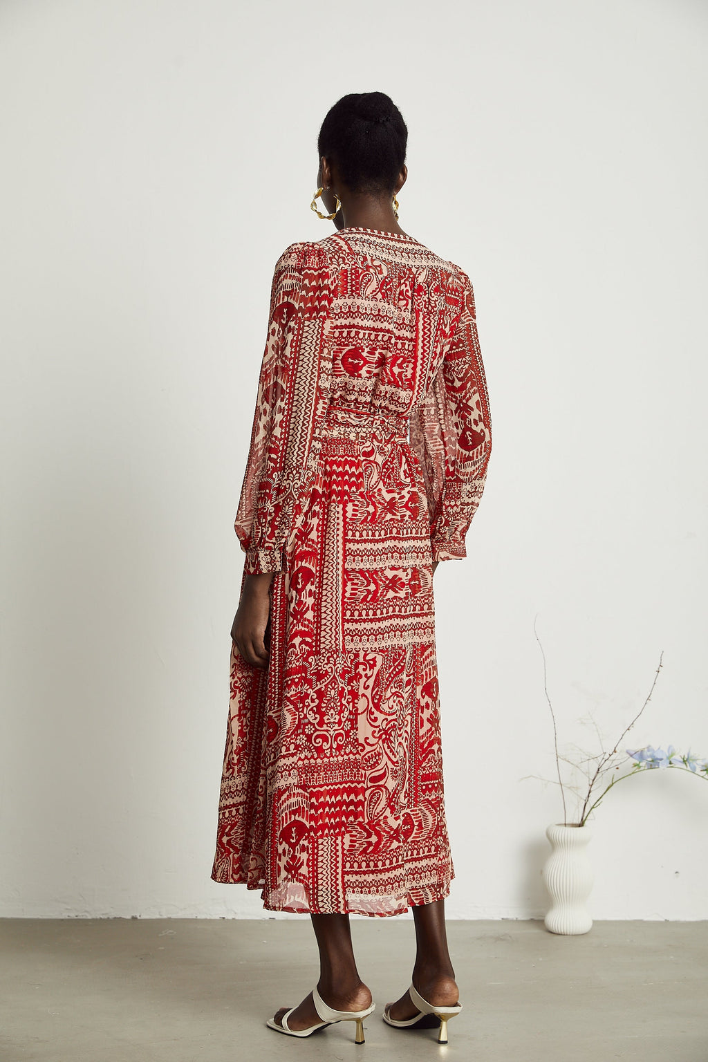 Camillera desenli midi elbise