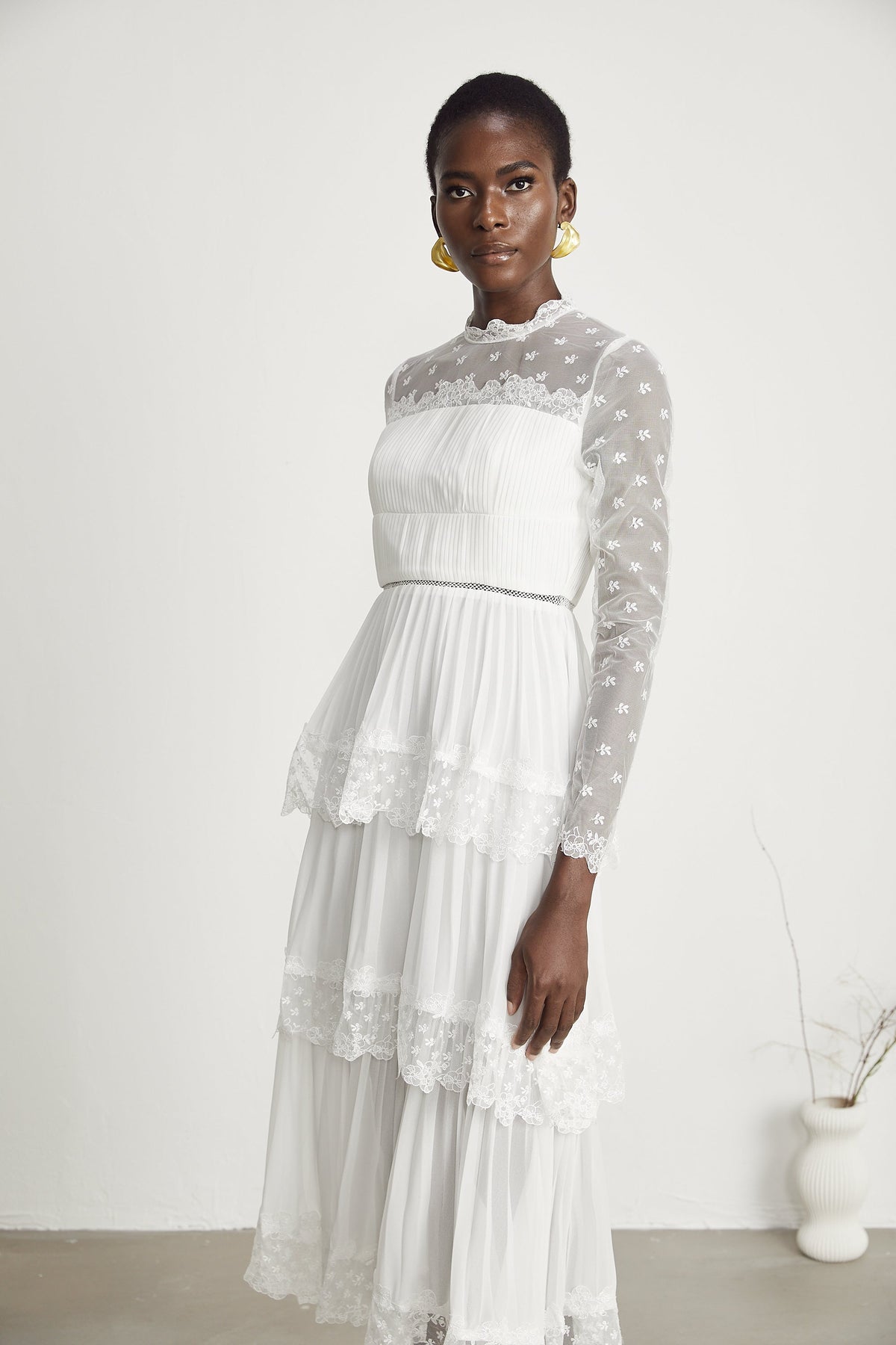 Odette dantel midi elbise