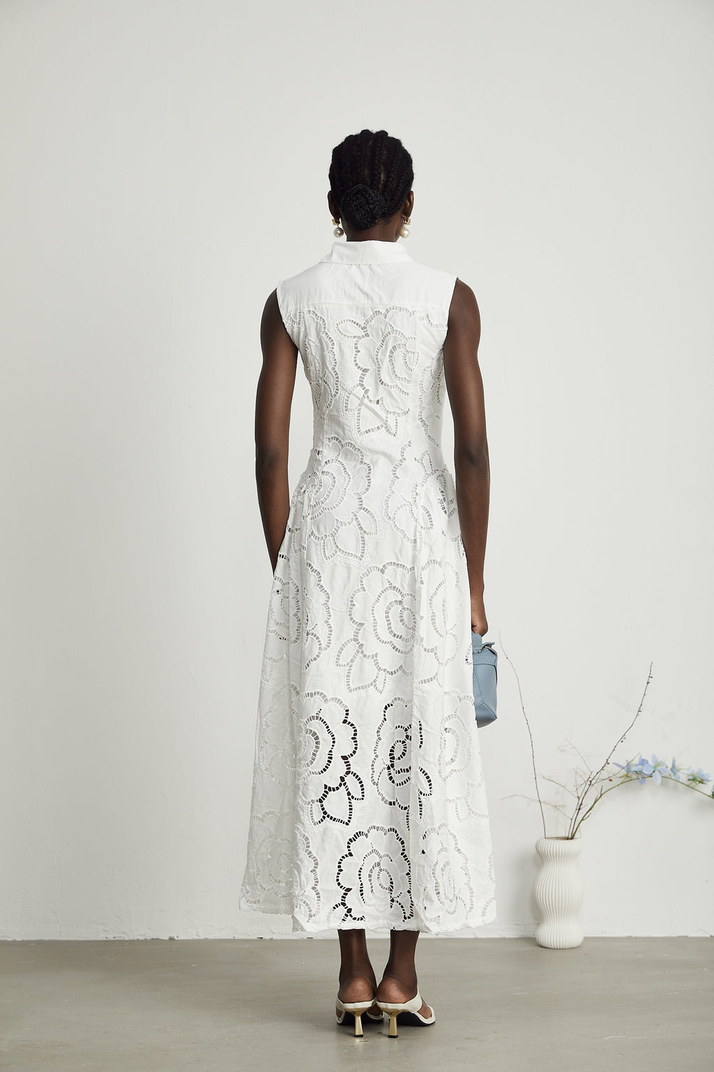 Titania broderie midi elbise