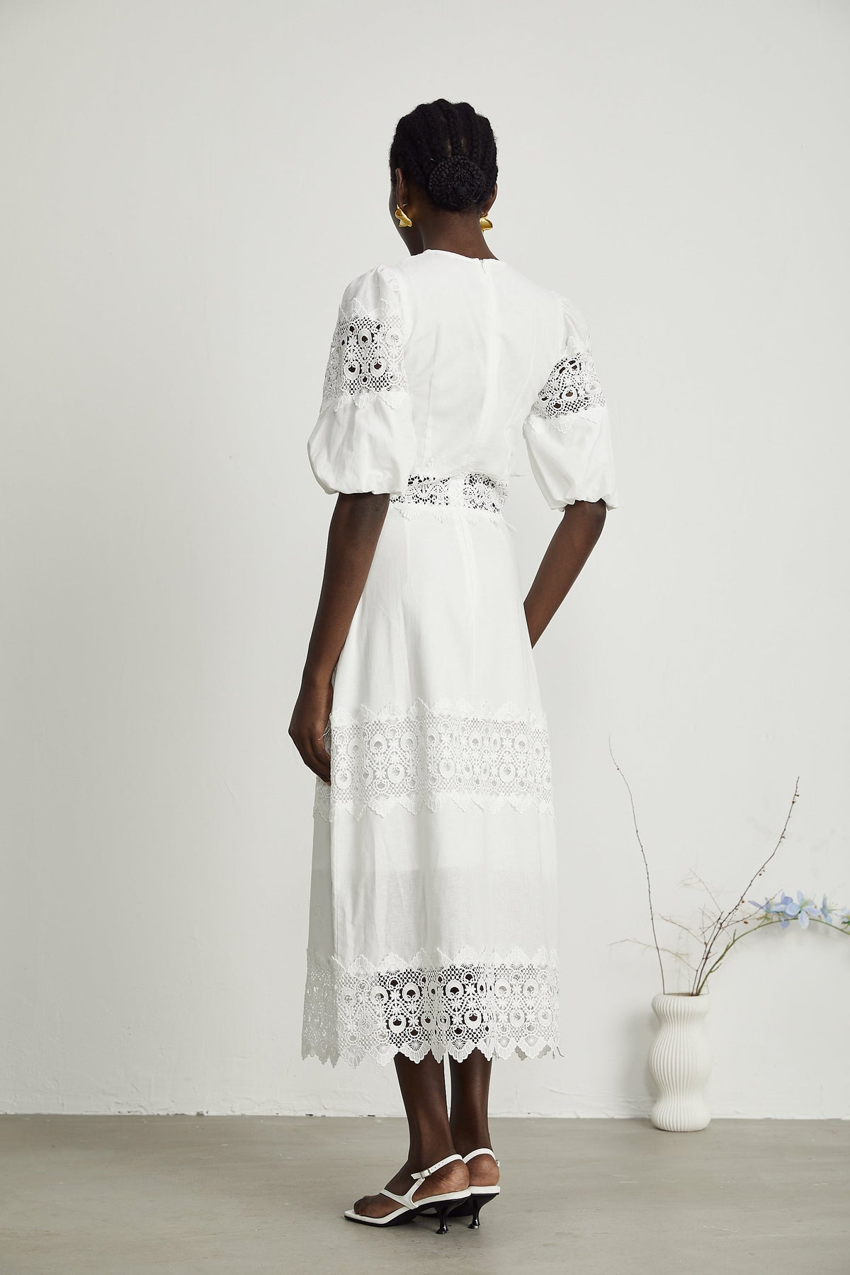 Louise dantel midi elbise