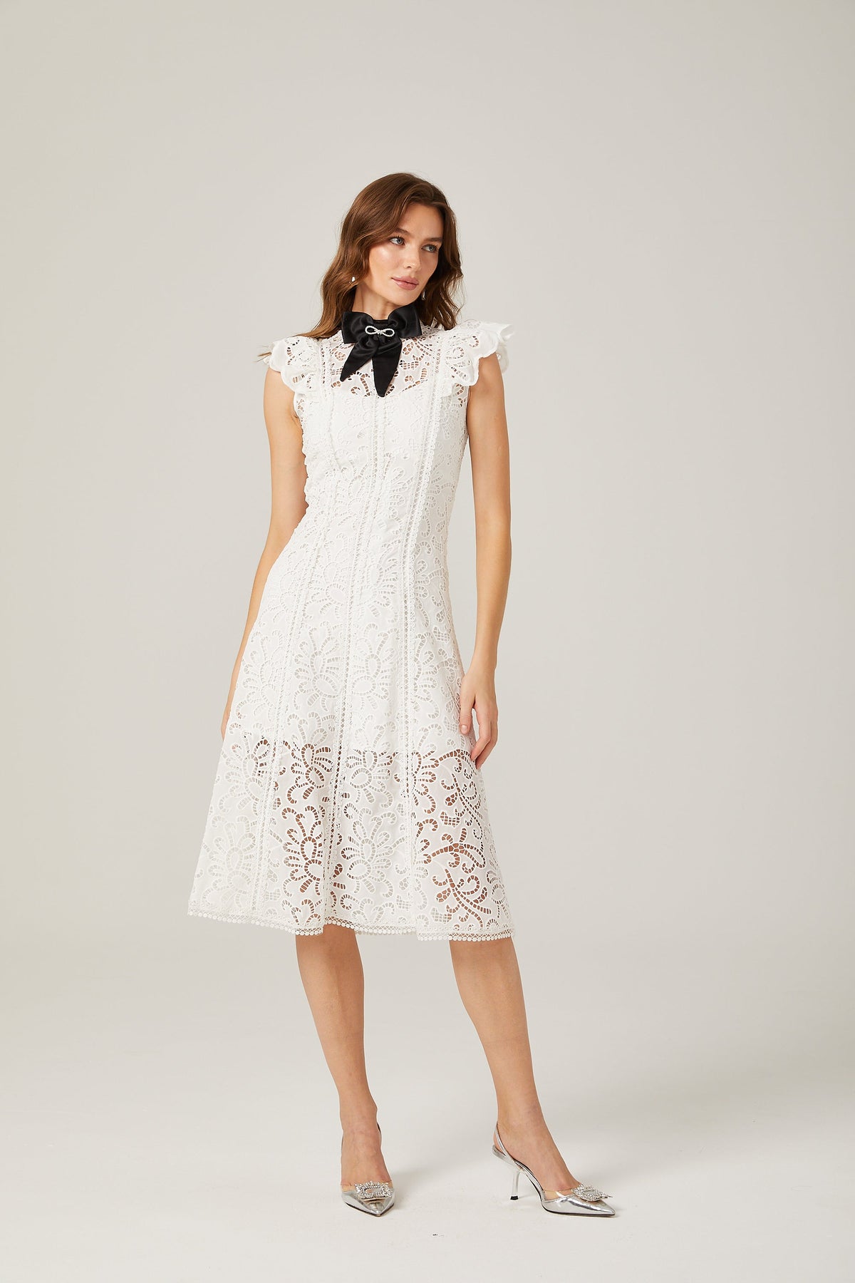 Chloé dantel mini elbise