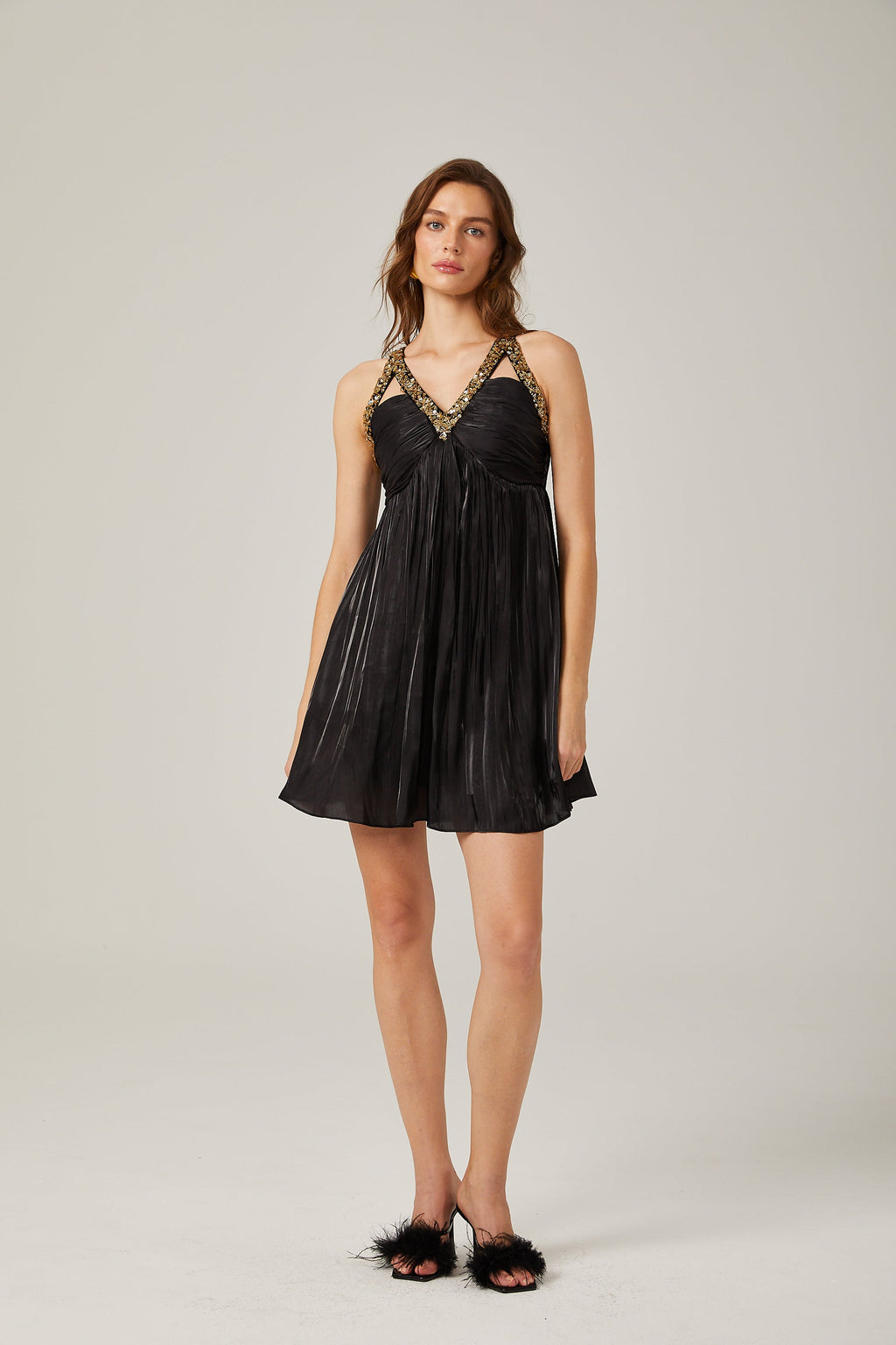 Therese saten mini elbise