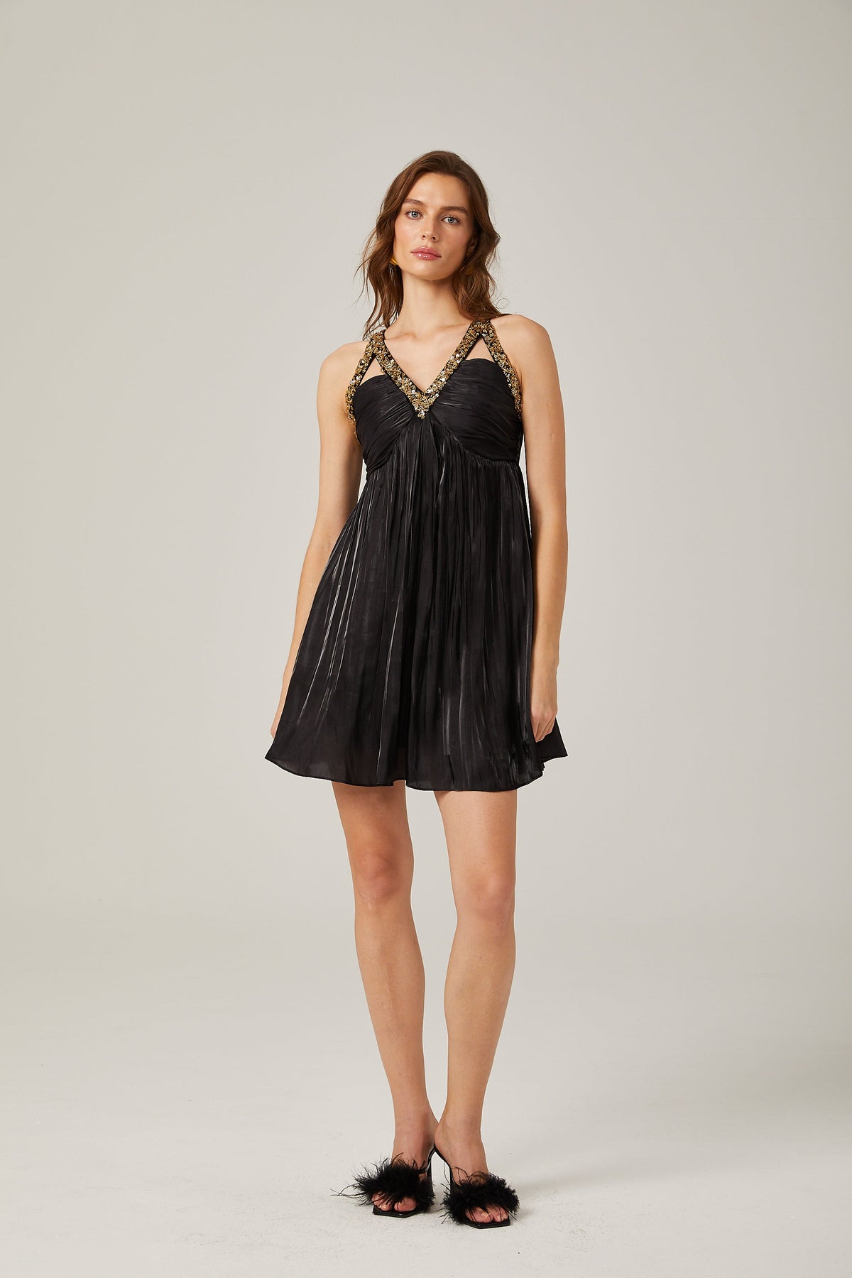 Therese saten mini elbise