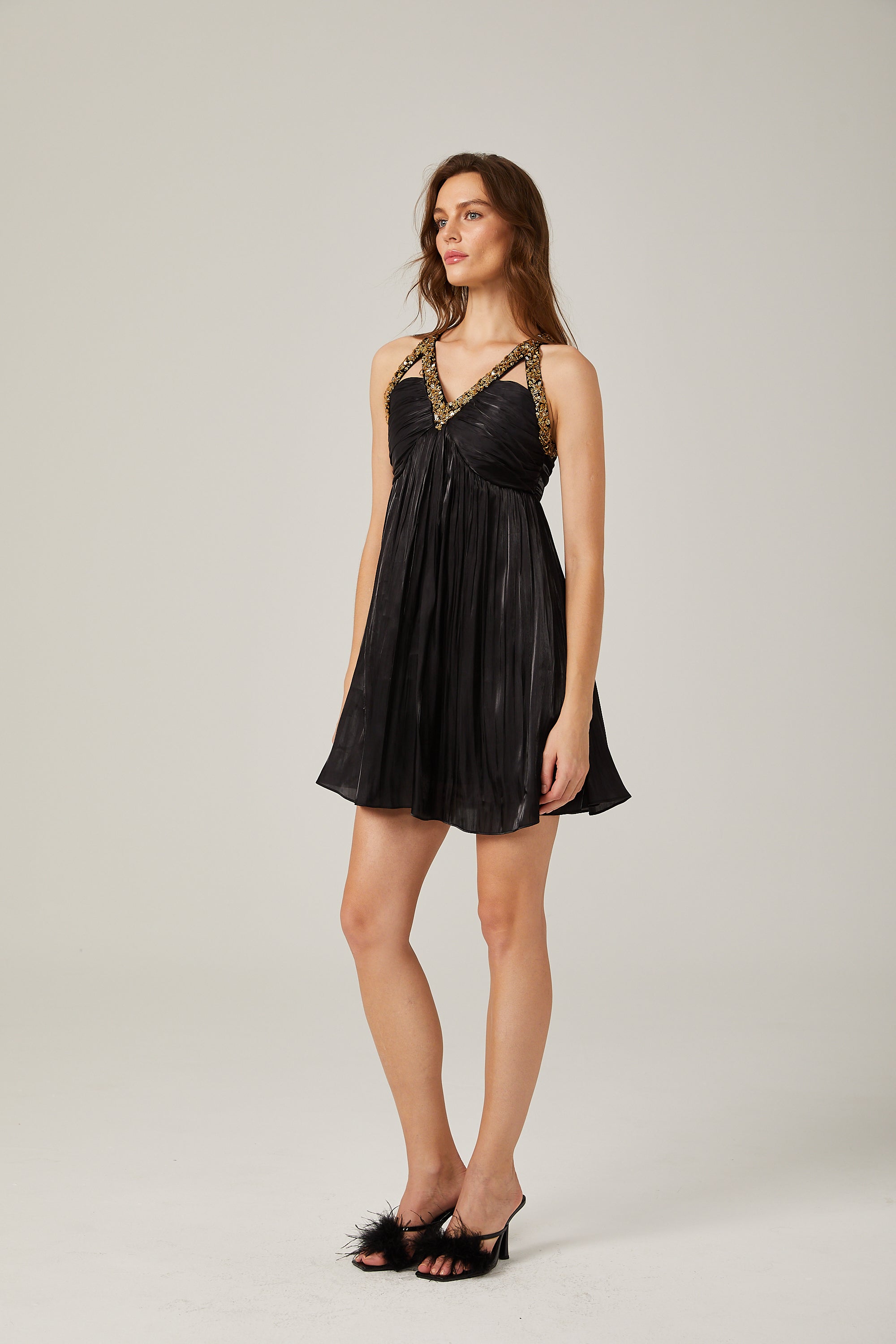 Therese saten mini elbise