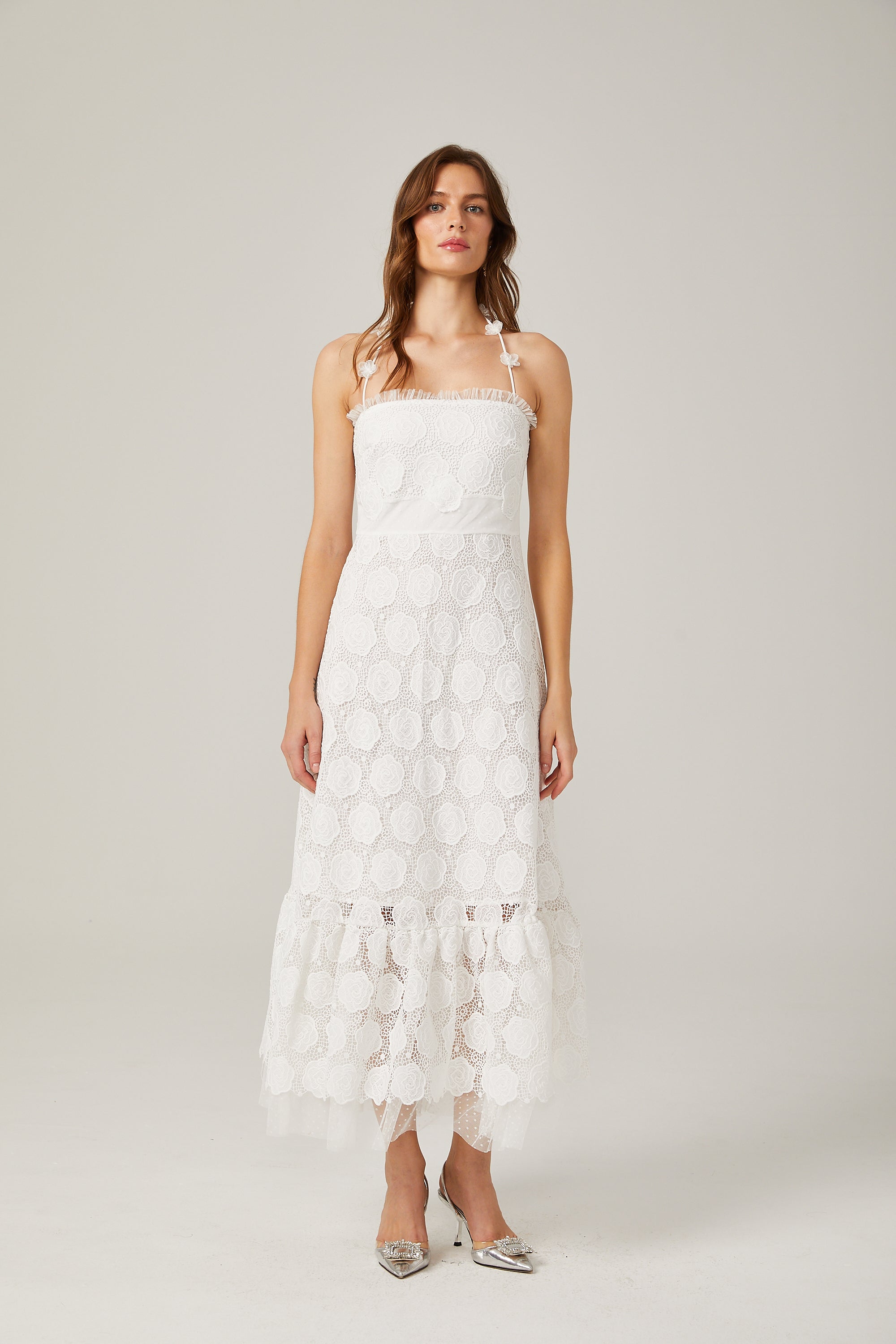 Rosalie dantel midi elbise