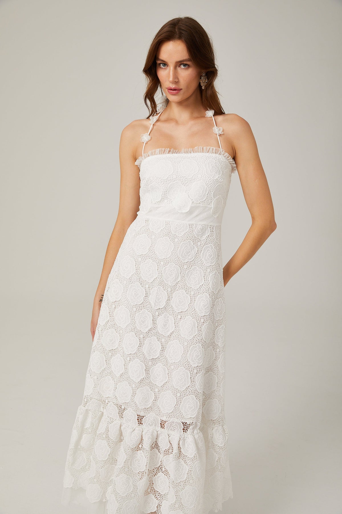 Rosalie dantel midi elbise