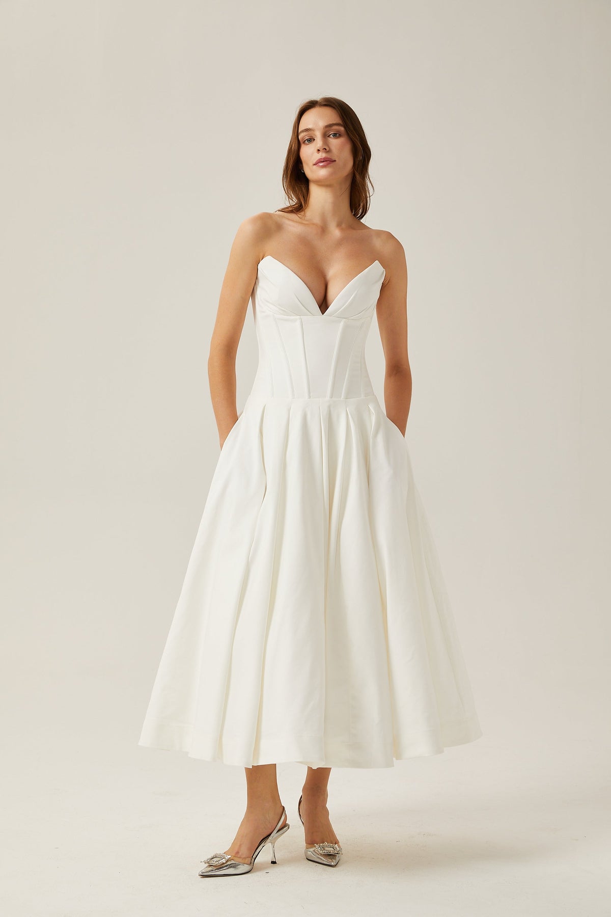 Katherine korse midi Beyaz