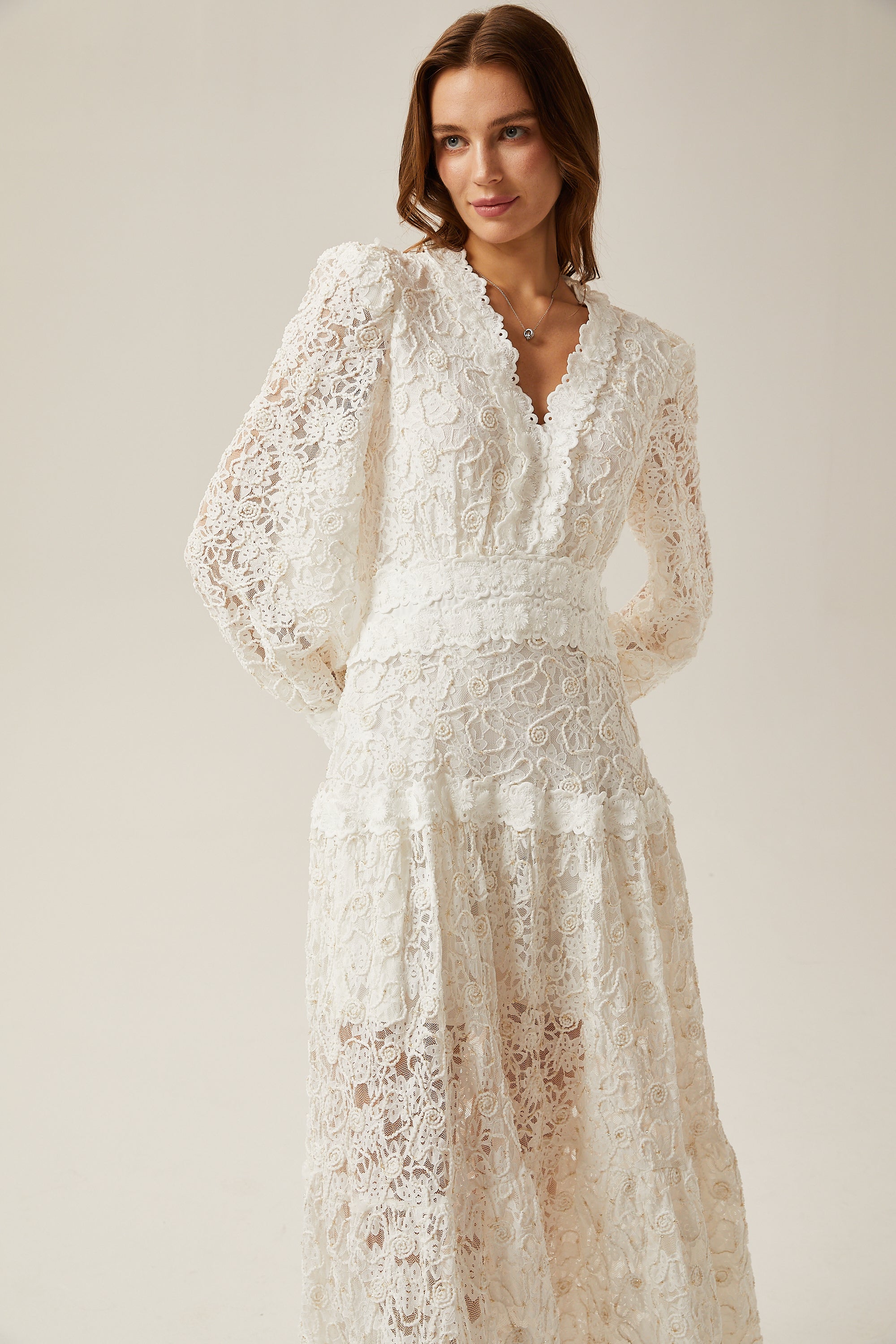 Sophie dantel midi elbise