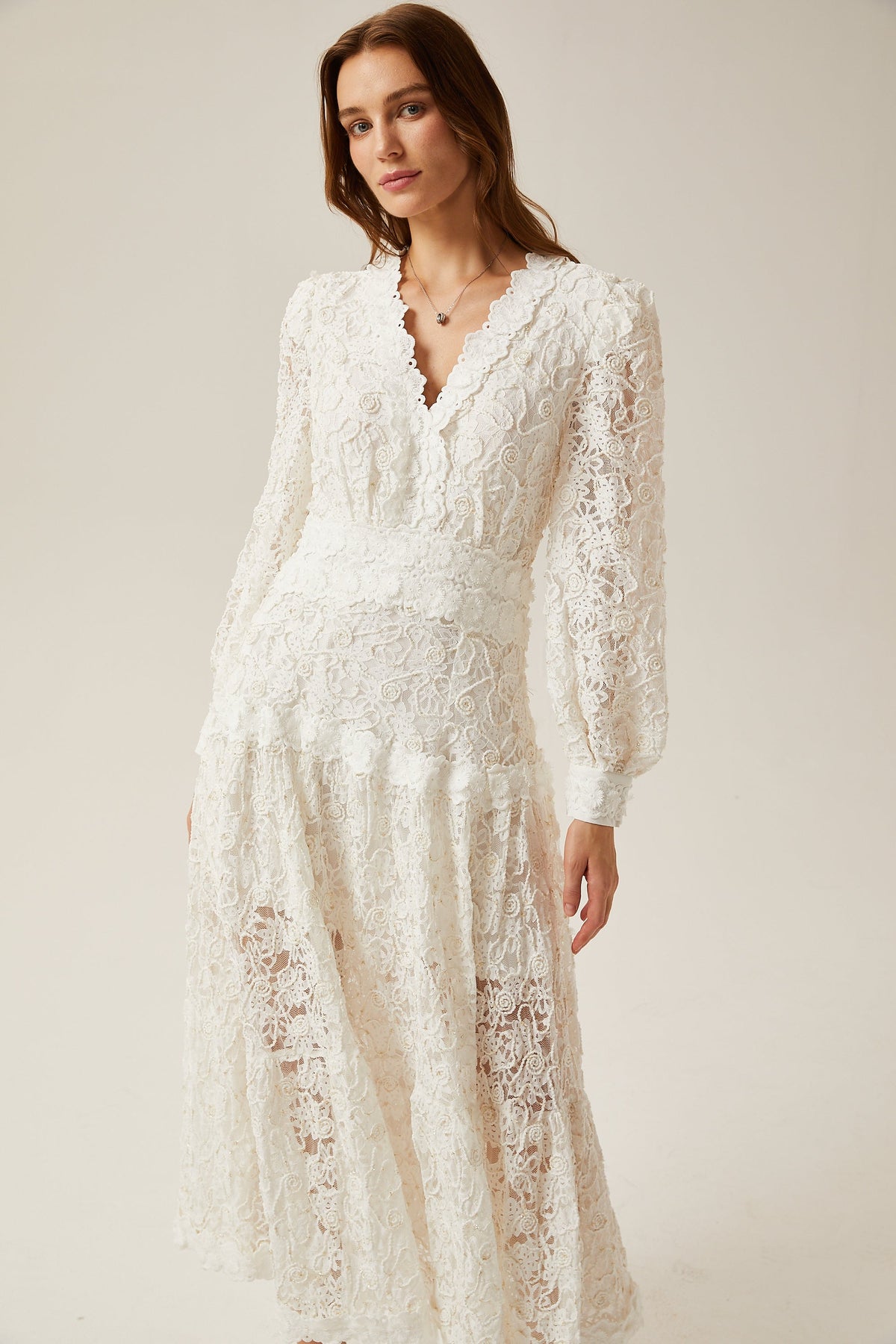 Sophie dantel midi elbise