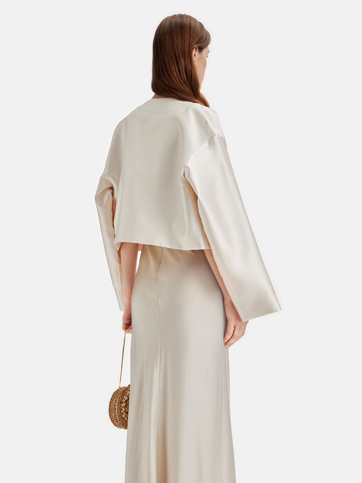 Ağır İpek Yün Kruvaze Kısa Kaban