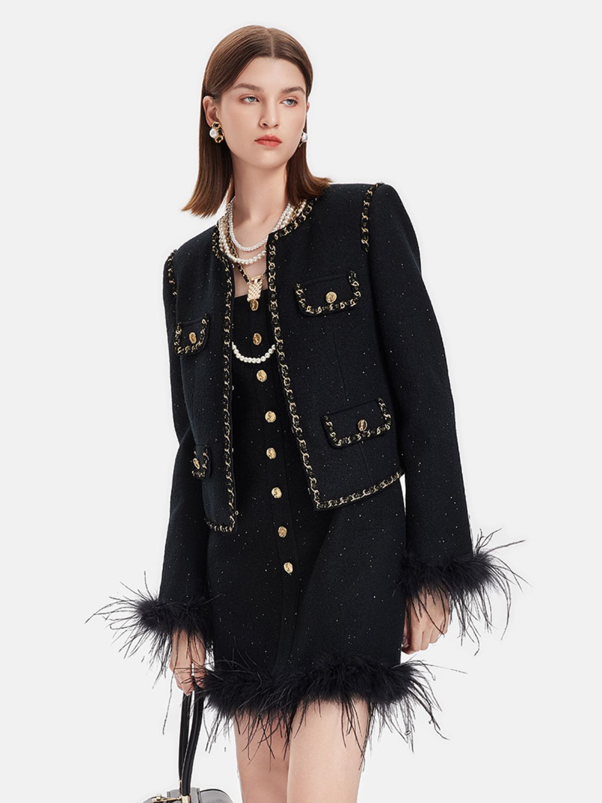 Yün Tüylü Payet Kaban