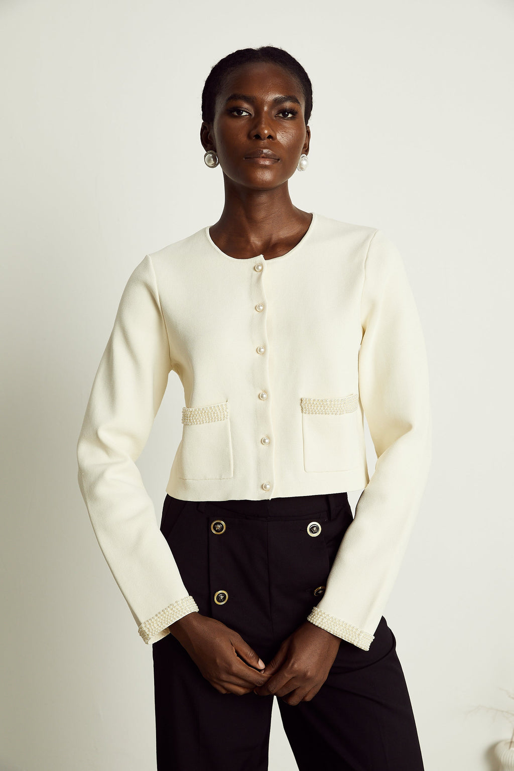 Aurora Bej Suni İnci Hırka