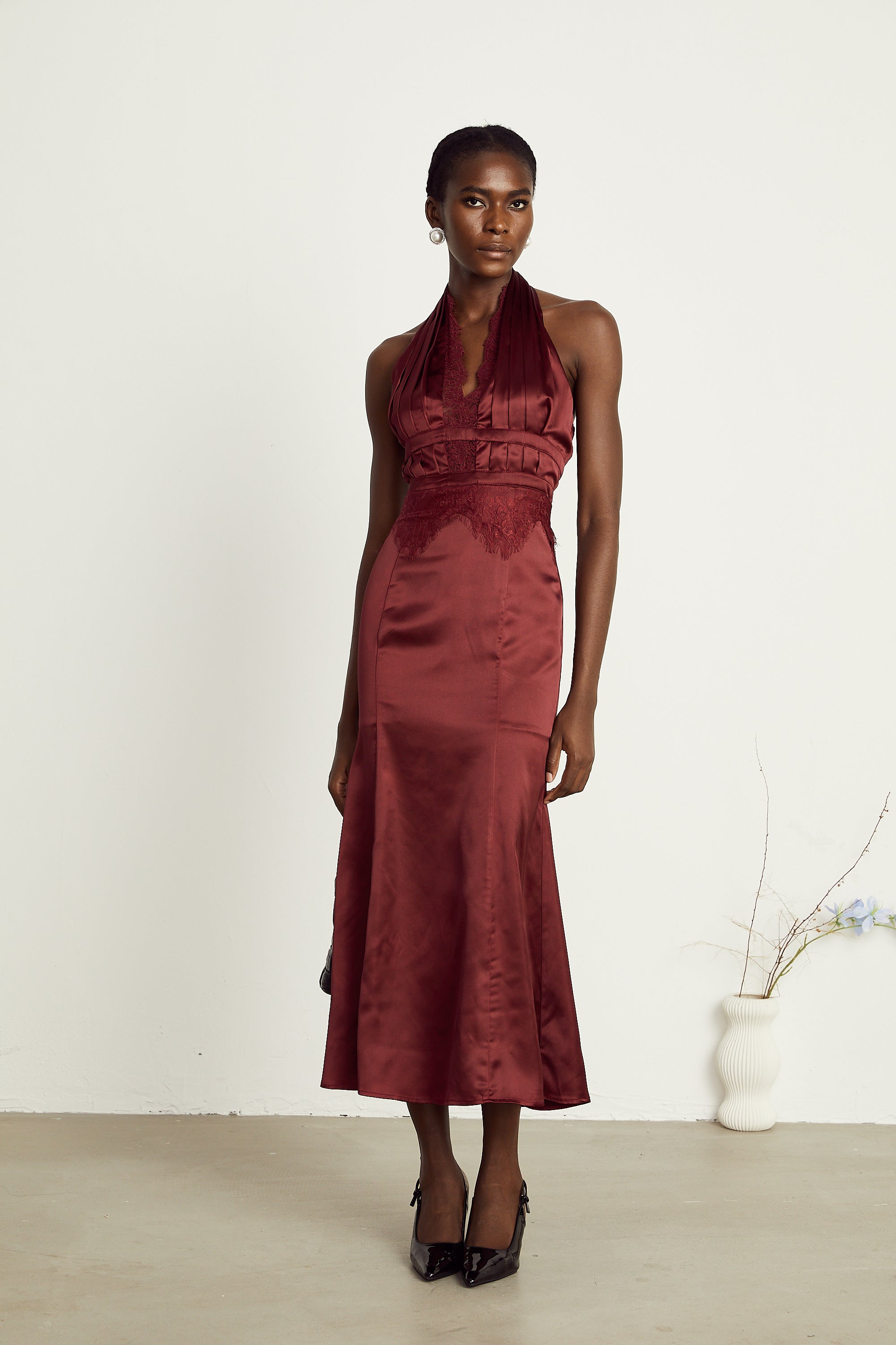 Chloé dantel midi elbise