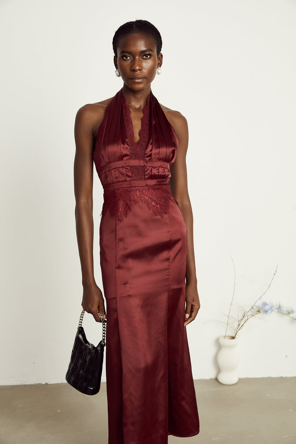 Chloé dantel midi elbise