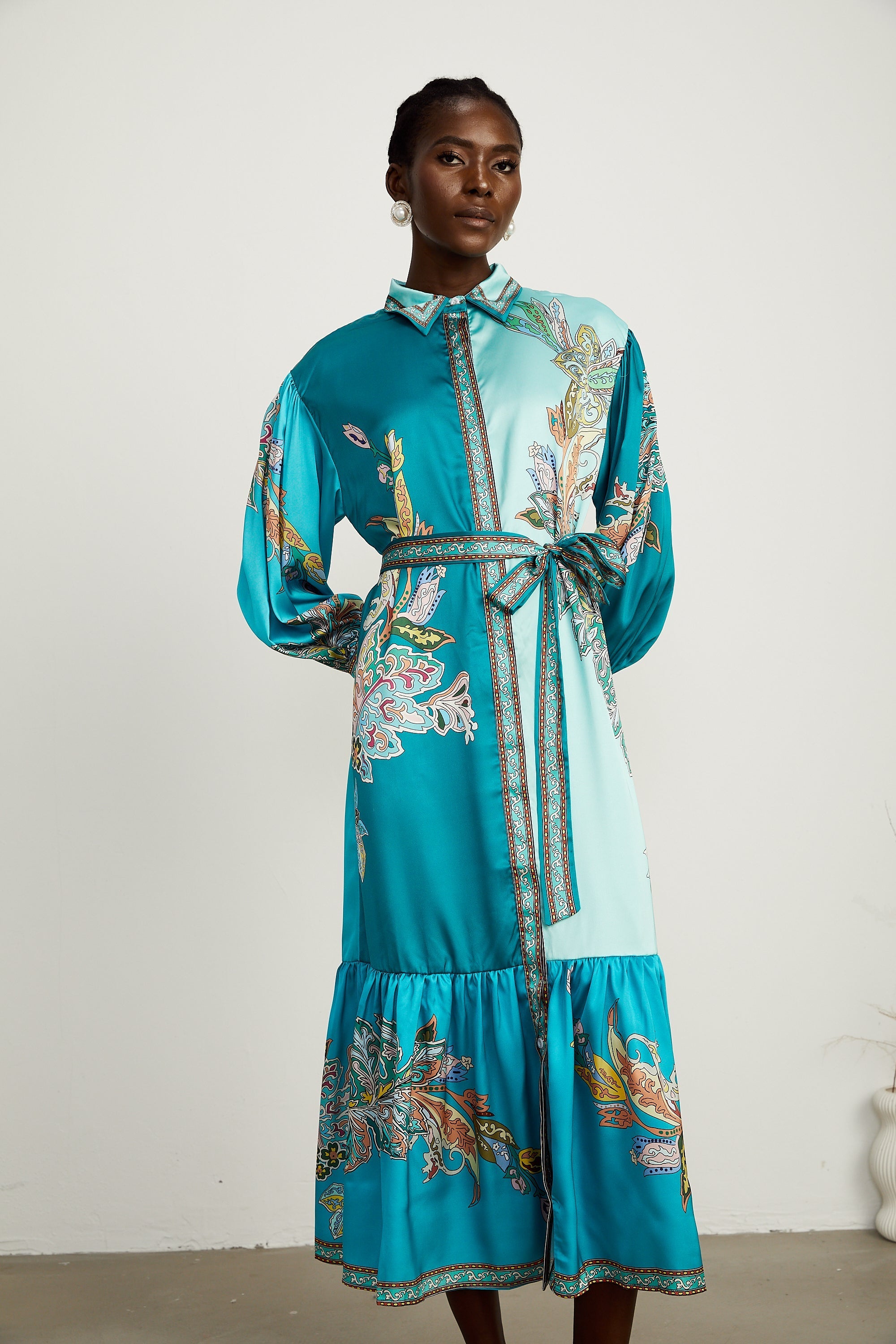 Dorothée paisley midi elbise