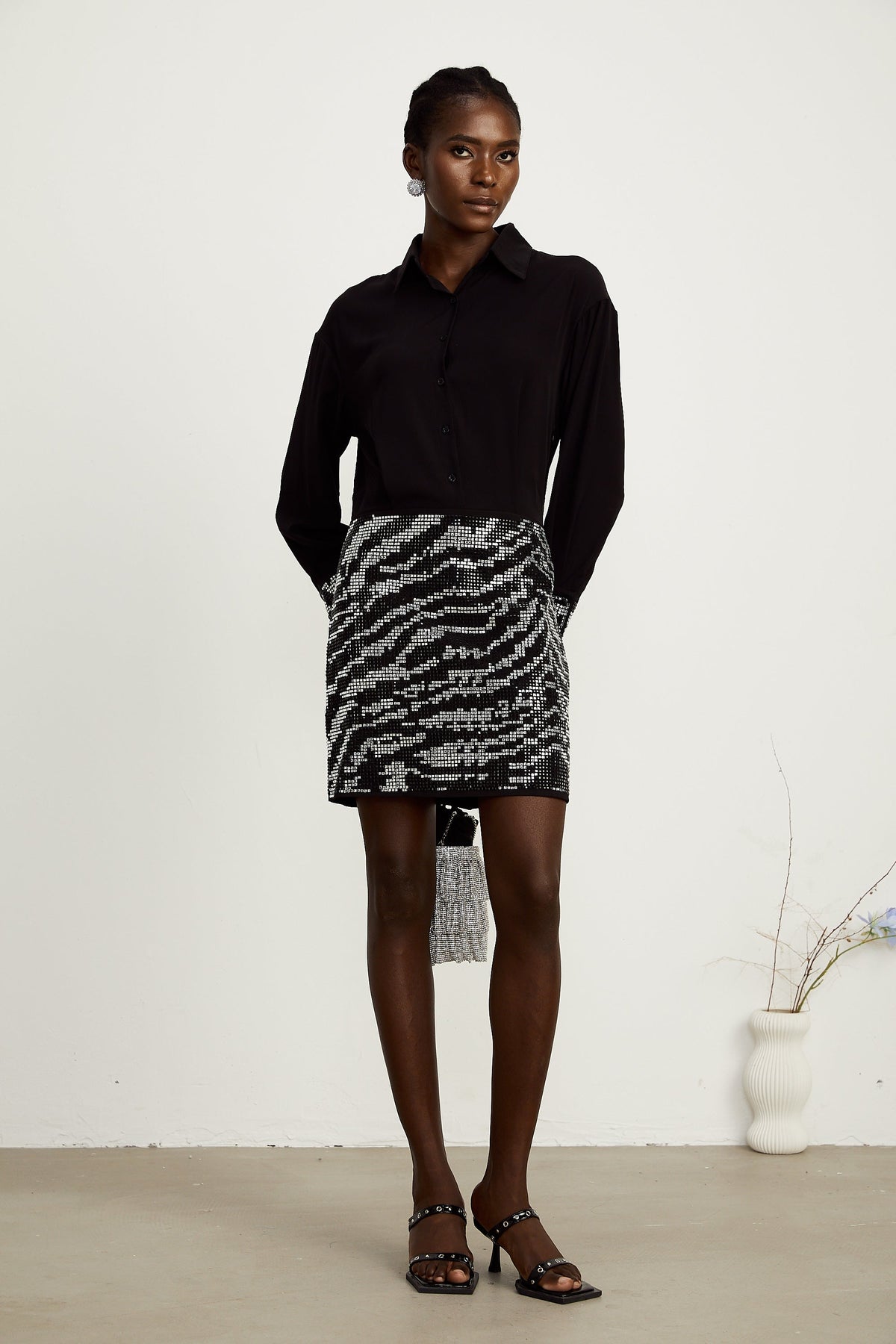 Colette saten mini elbise