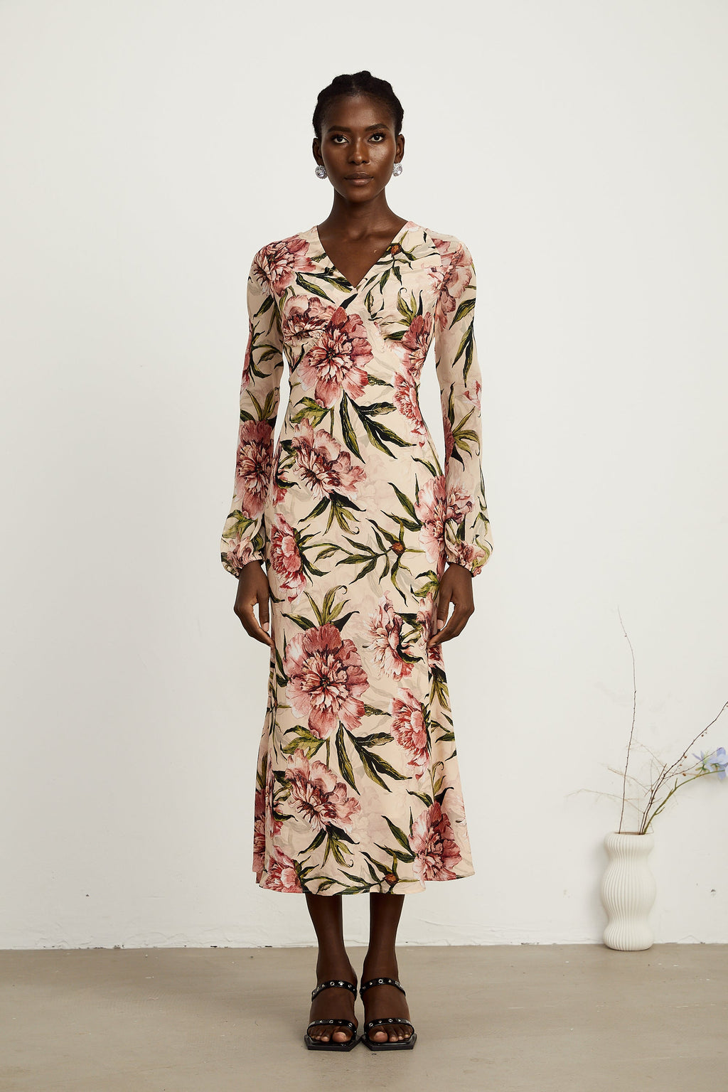 Hélène kloş midi elbise