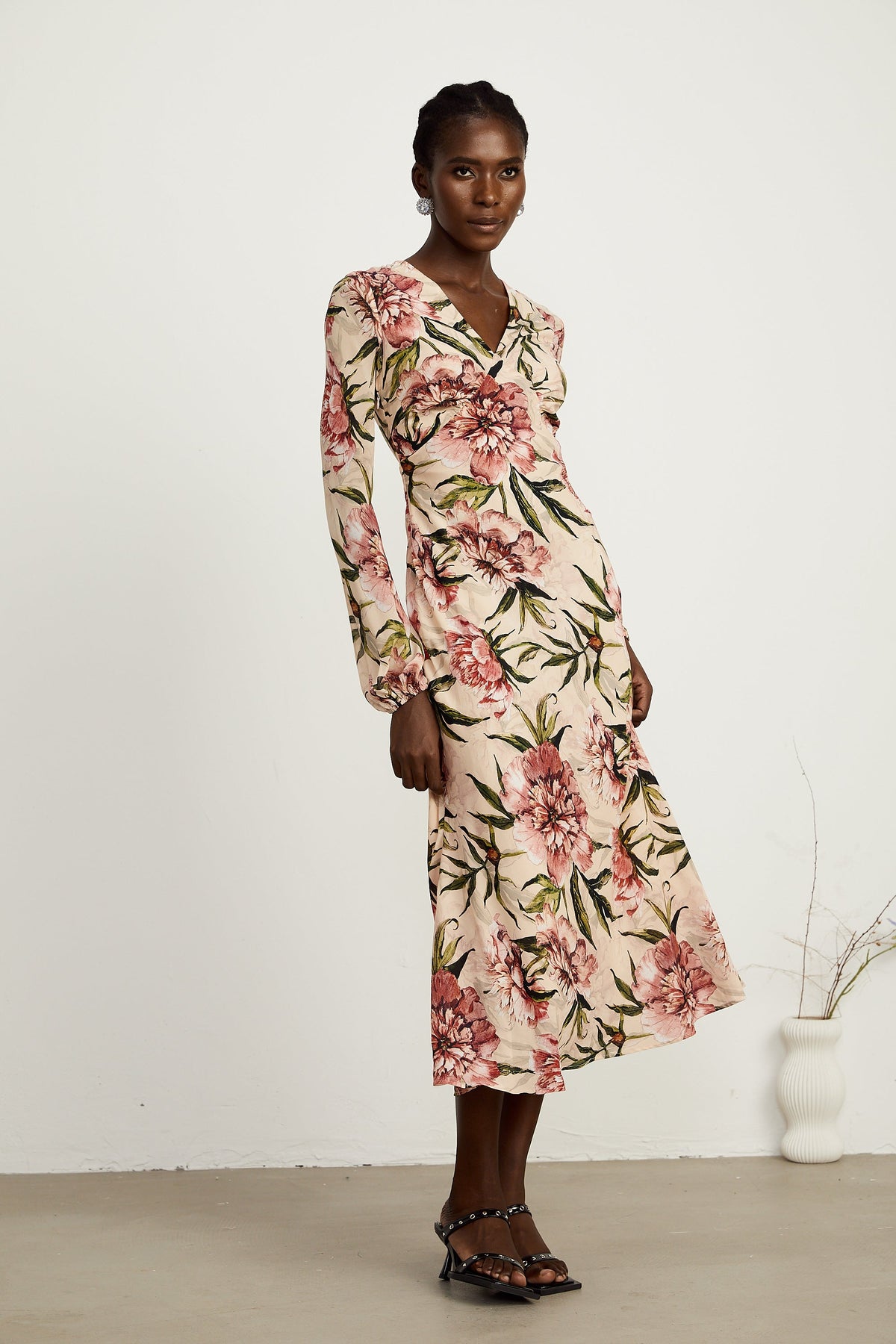 Hélène kloş midi elbise