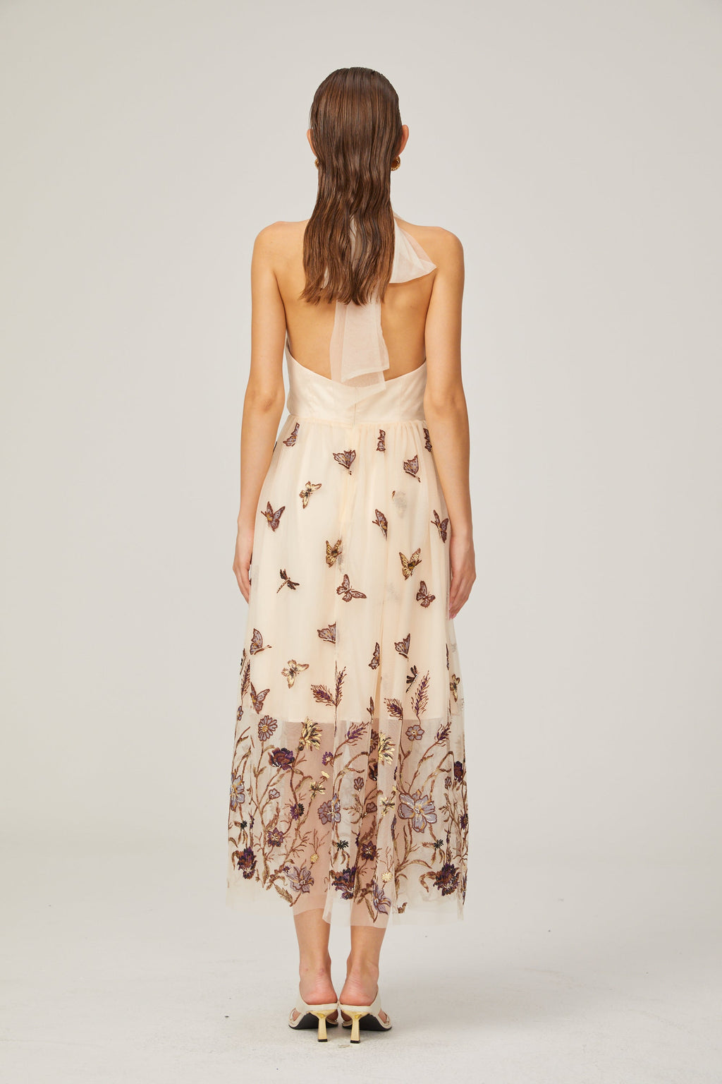 Joséphine tül midi elbise