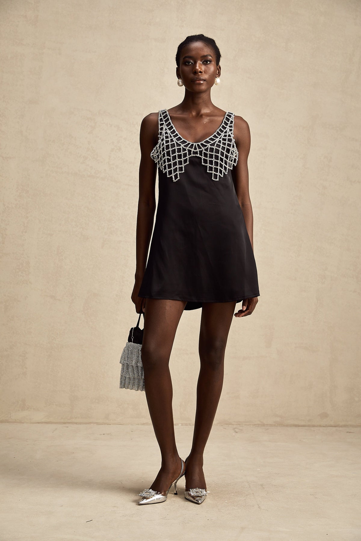 Léonore kristal mini elbise