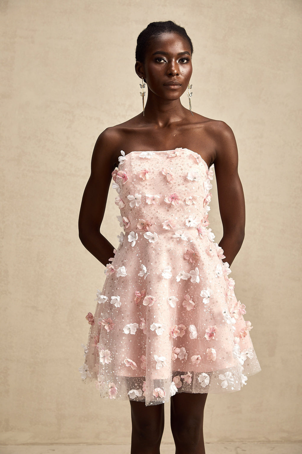 Lilou 3 Boyutlu Petal Kabarık Mini Elbise