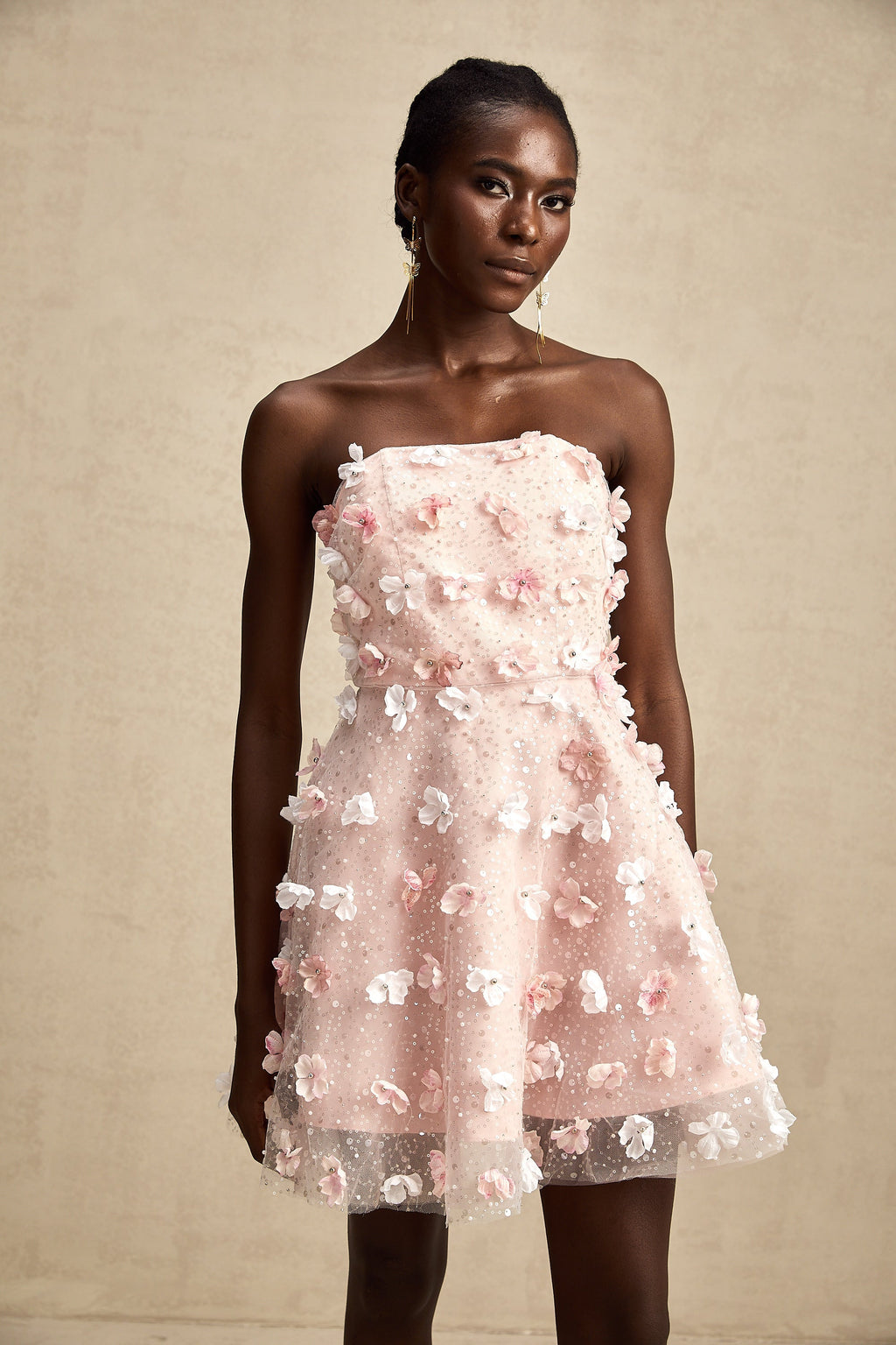 Lilou 3 Boyutlu Petal Kabarık Mini Elbise