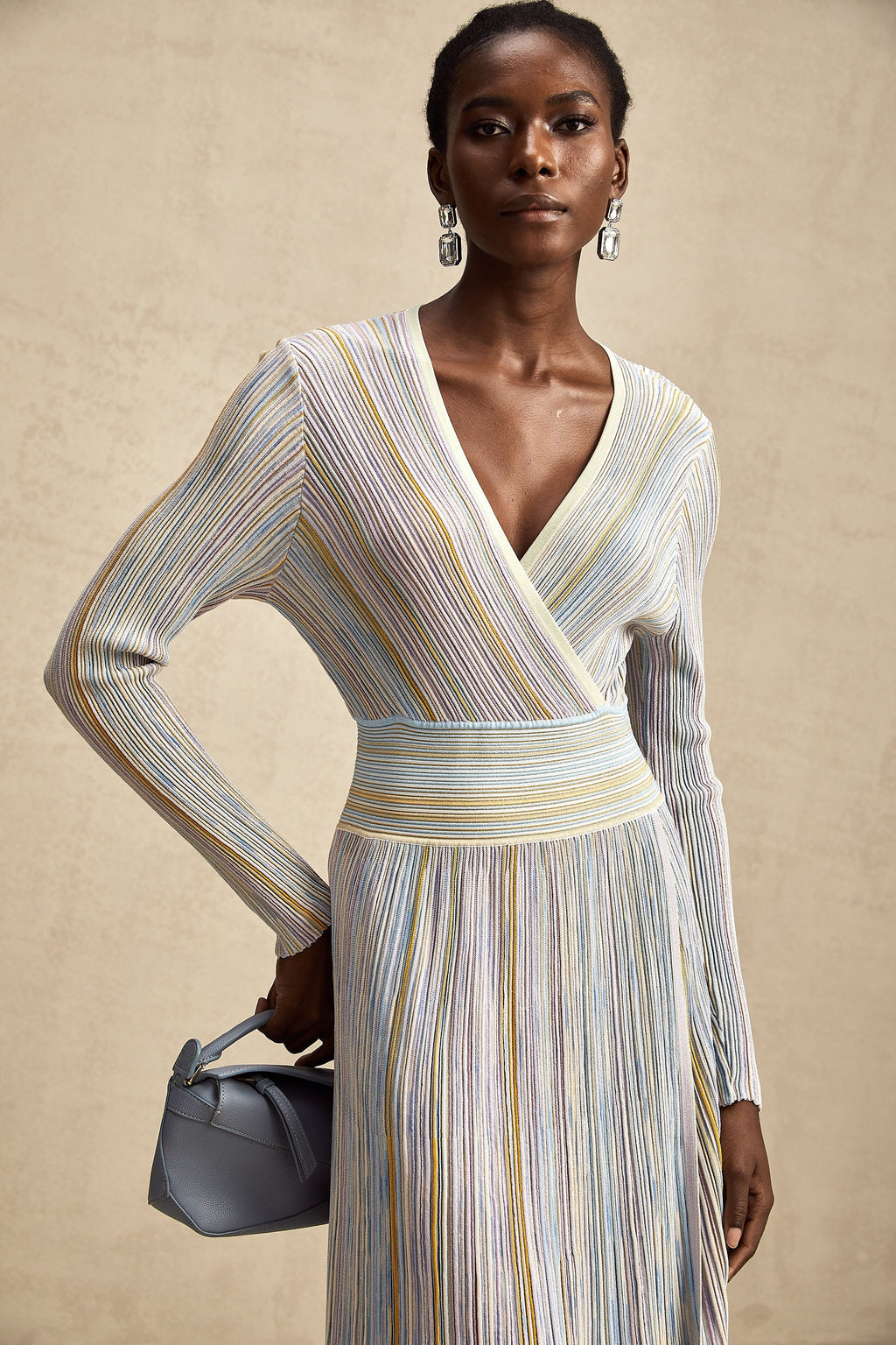 Amelie örme midi elbise