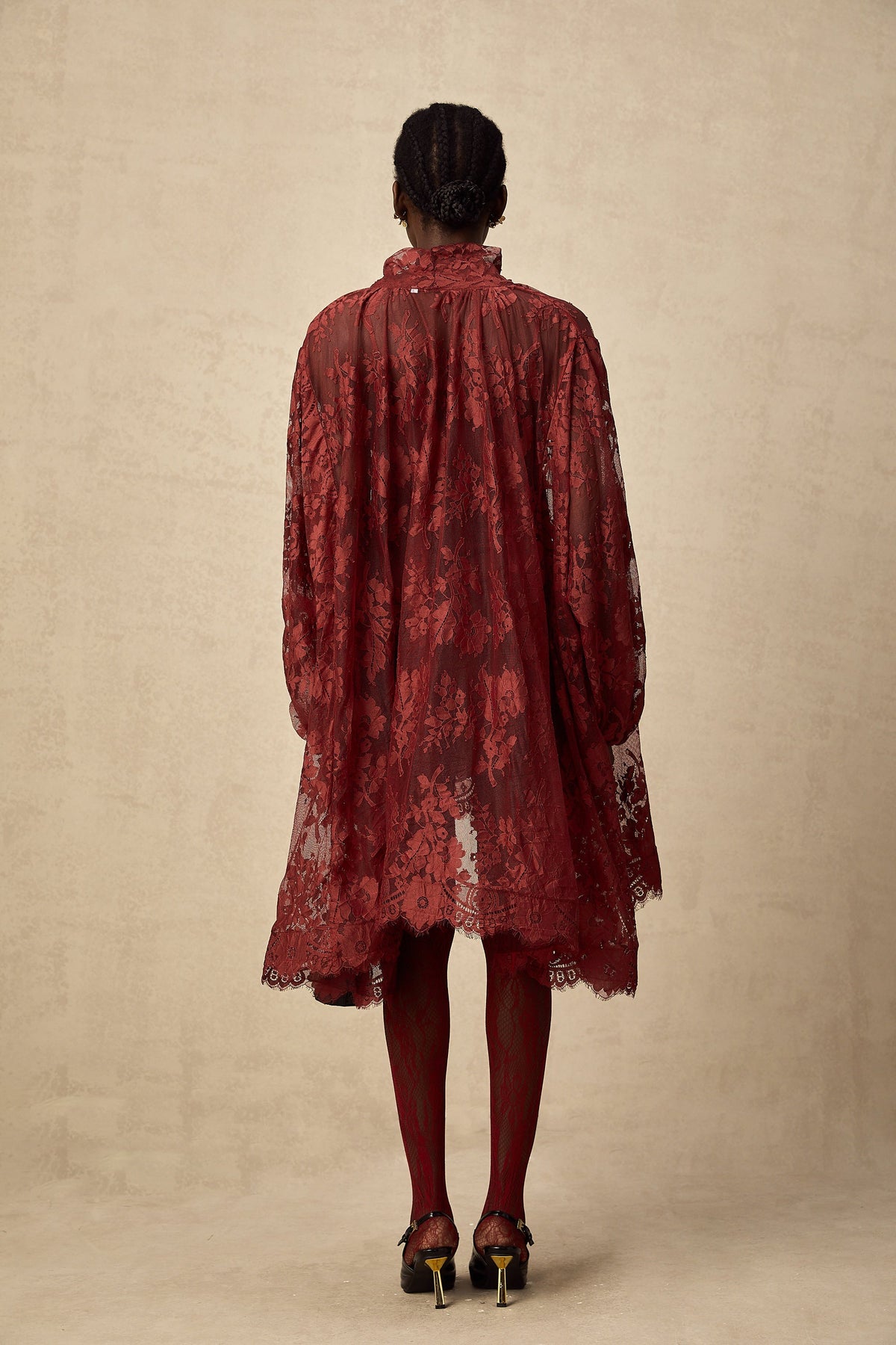Coline Kırmızı Dantel Oversize Elbise