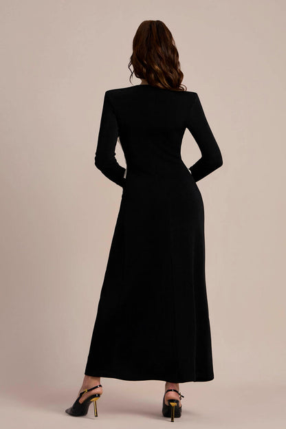 Elizabeth V Yaka Fiyonklu Maxi Elbise