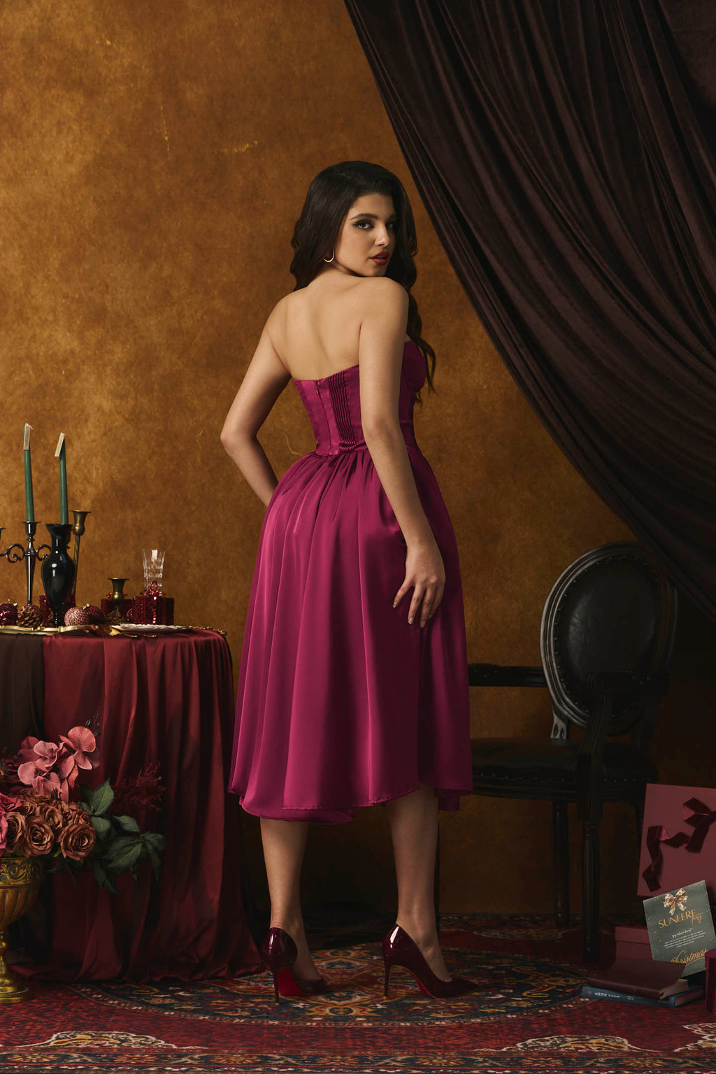 Roxanne Straplez Sweet Heart Midi Elbise