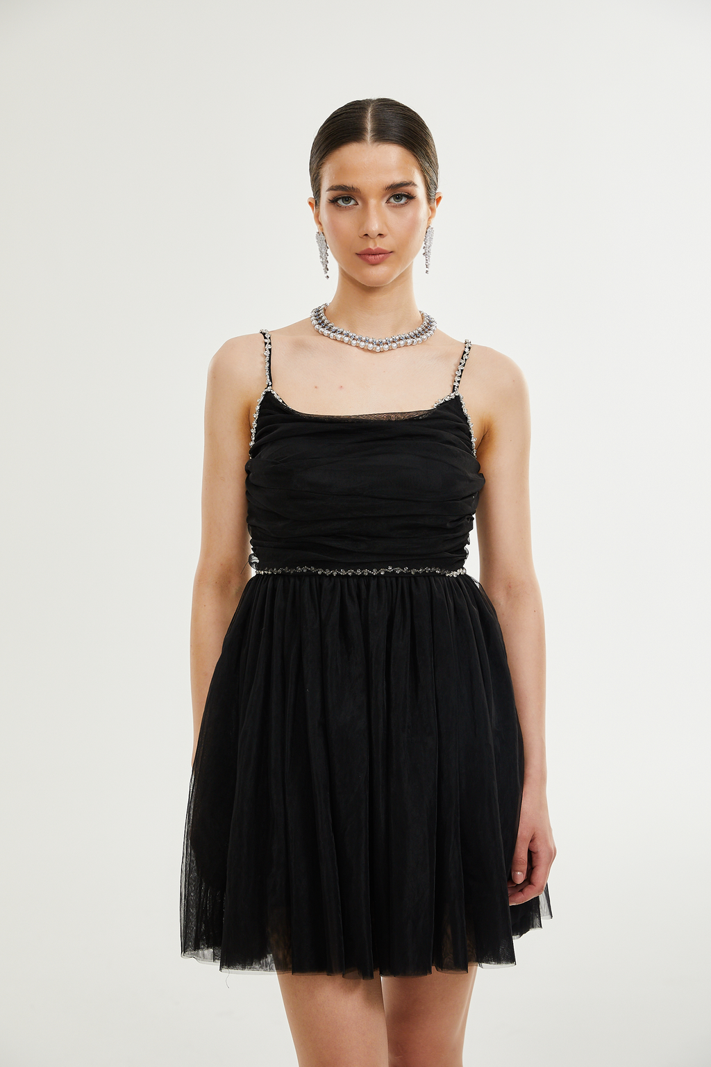Catriona tül mini elbise