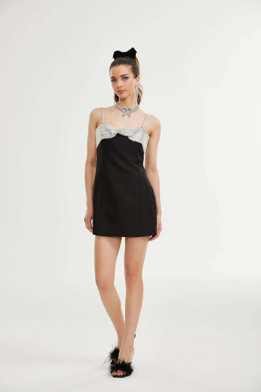 Lourdes fiyonk mini elbise