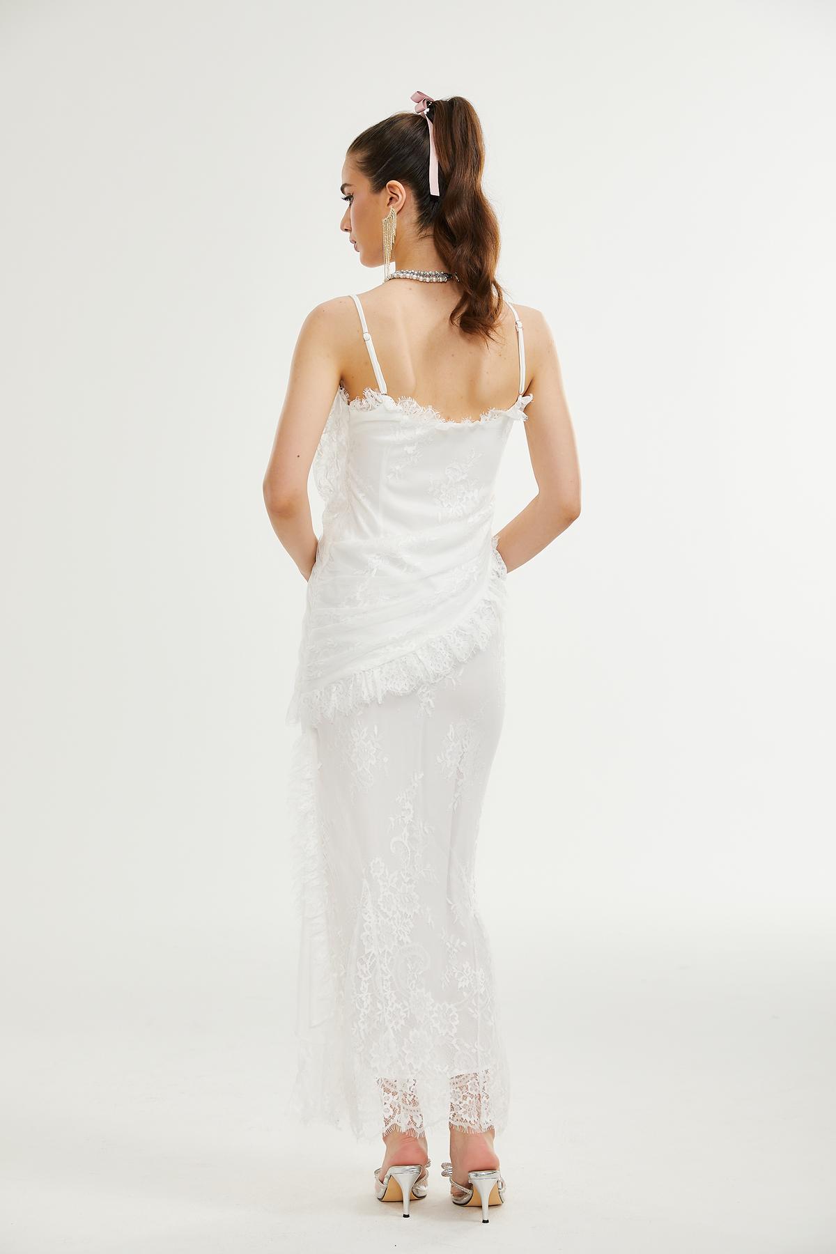 Larelle dantel midi elbise