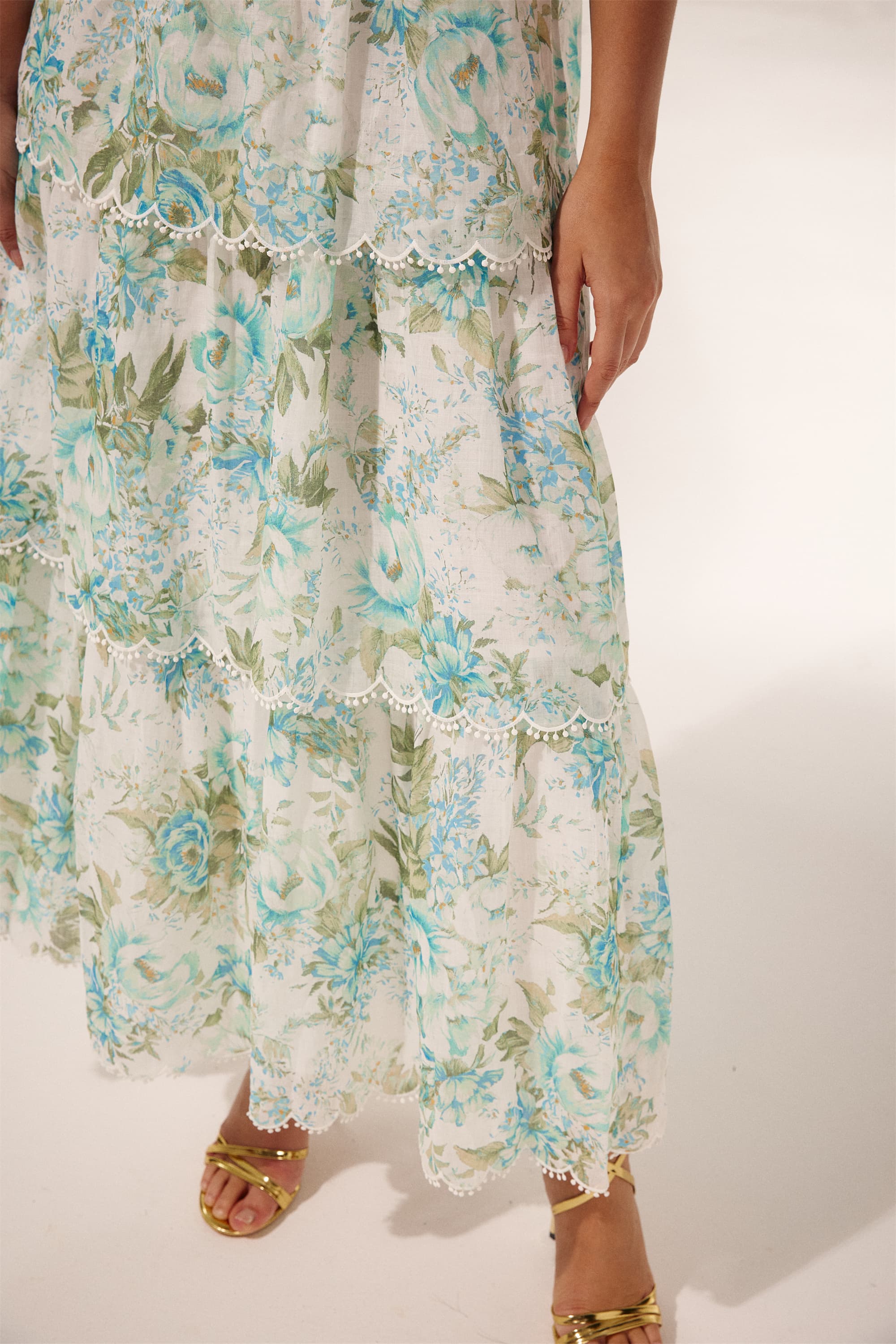 Sabina Baskılı Cut-Out Midi Elbise