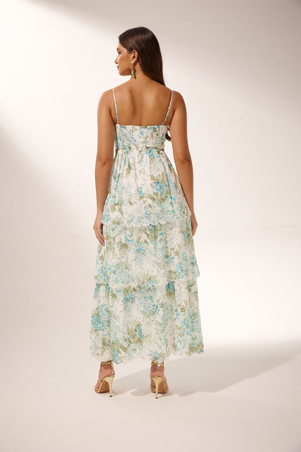 Sabina Baskılı Cut-Out Midi Elbise