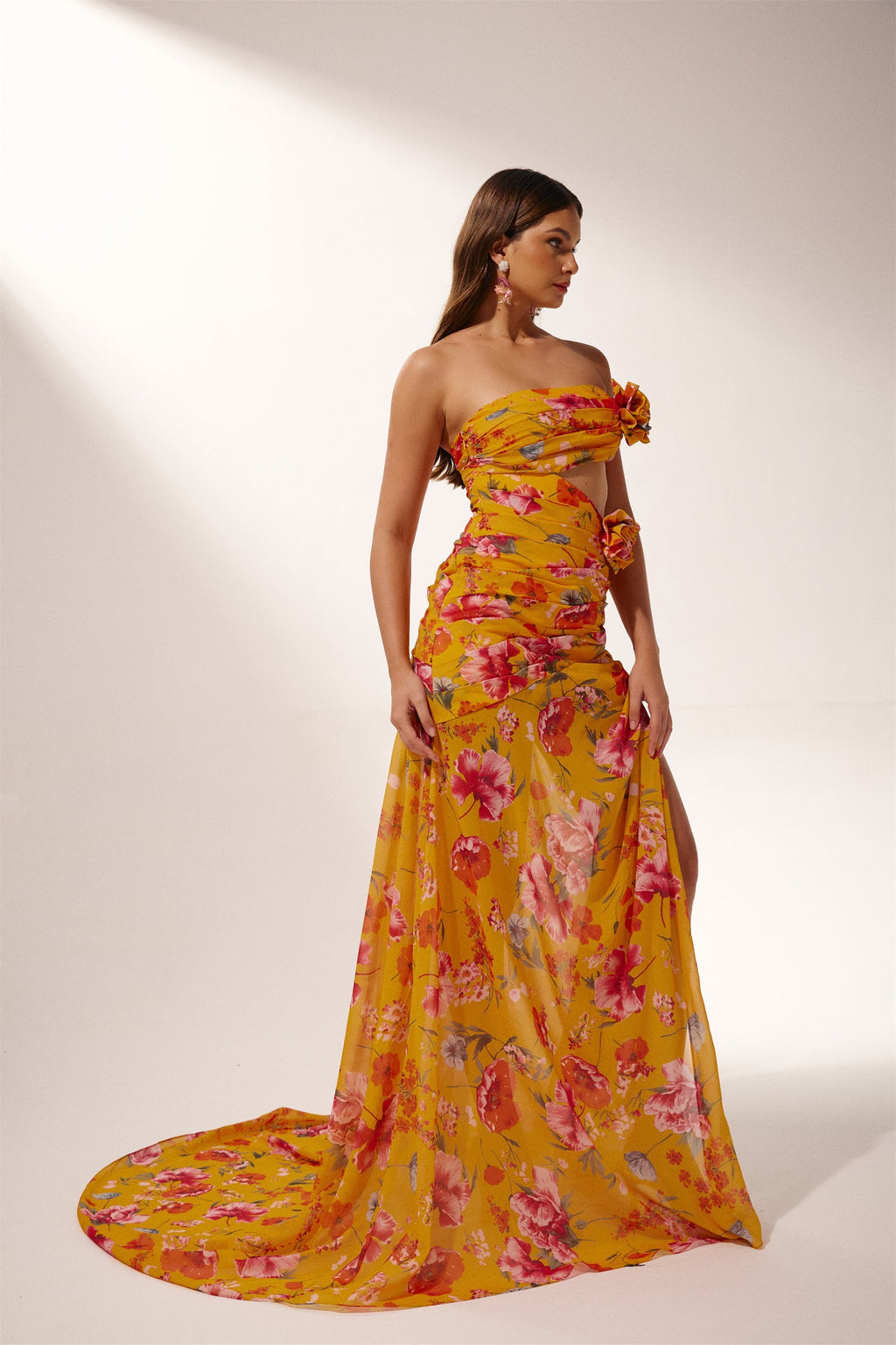 Lena Çiçek Baskılı Cut-Out Maxi Elbise