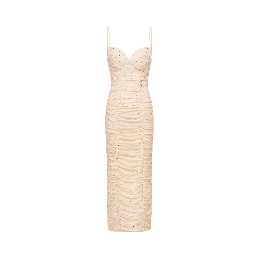 Priscille kristal midi elbise