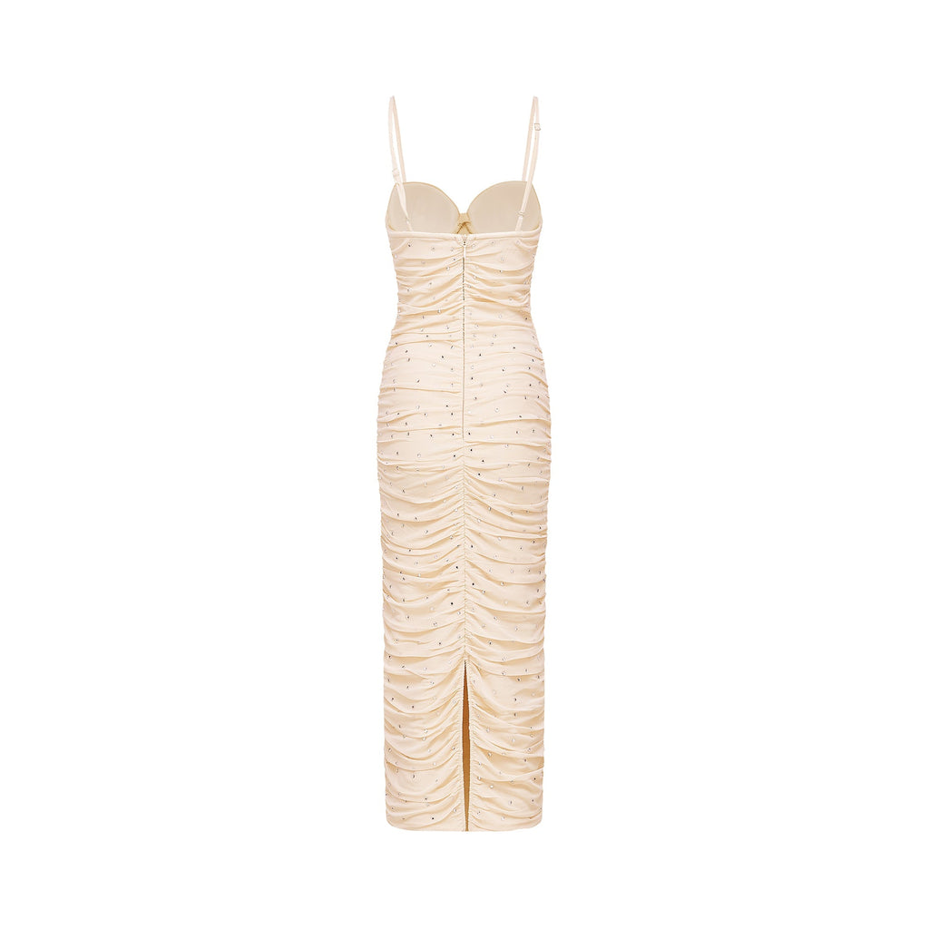 Priscille kristal midi elbise