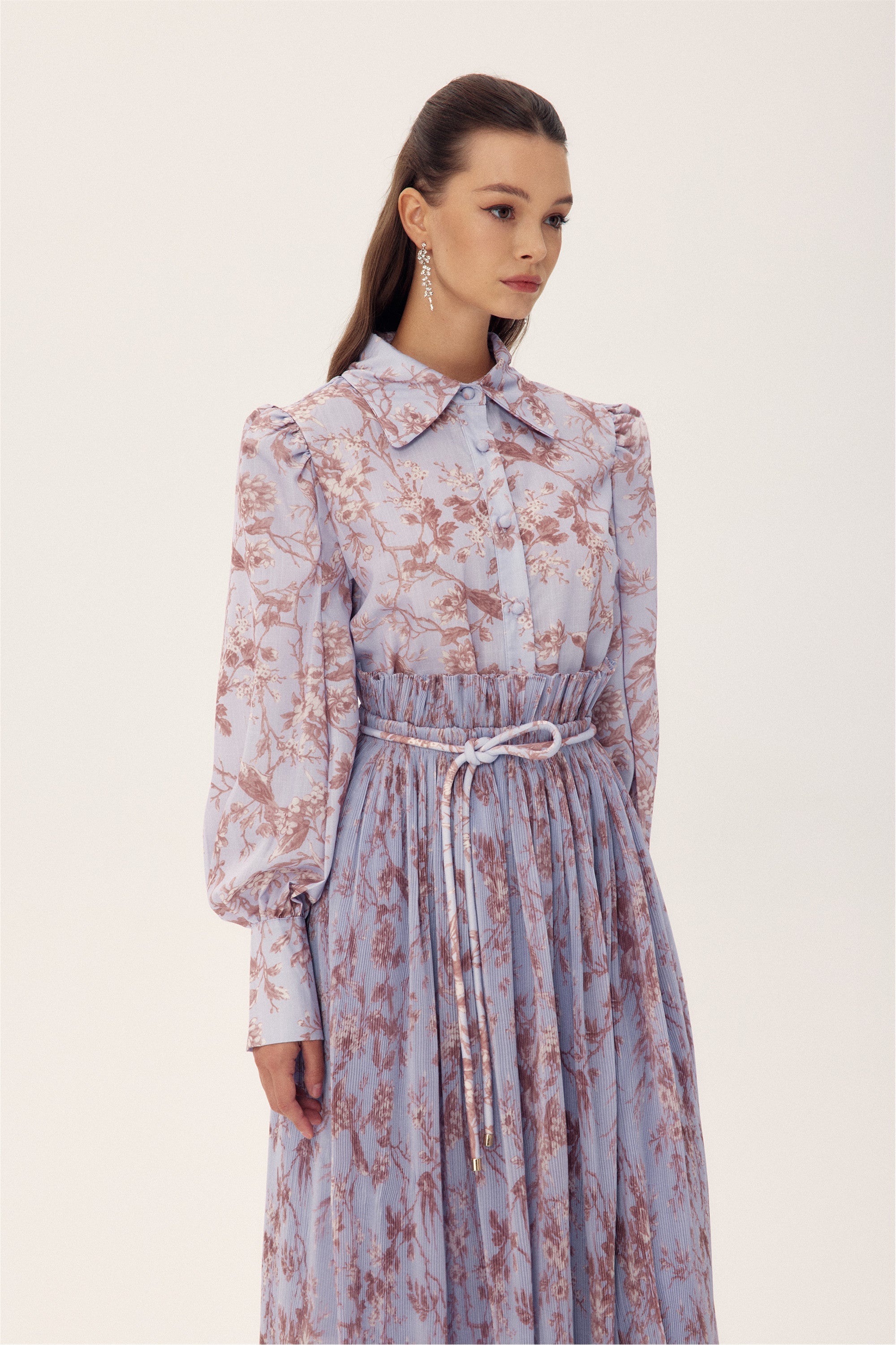 Judith Çiçek Baskılı Pileli Etek Takım