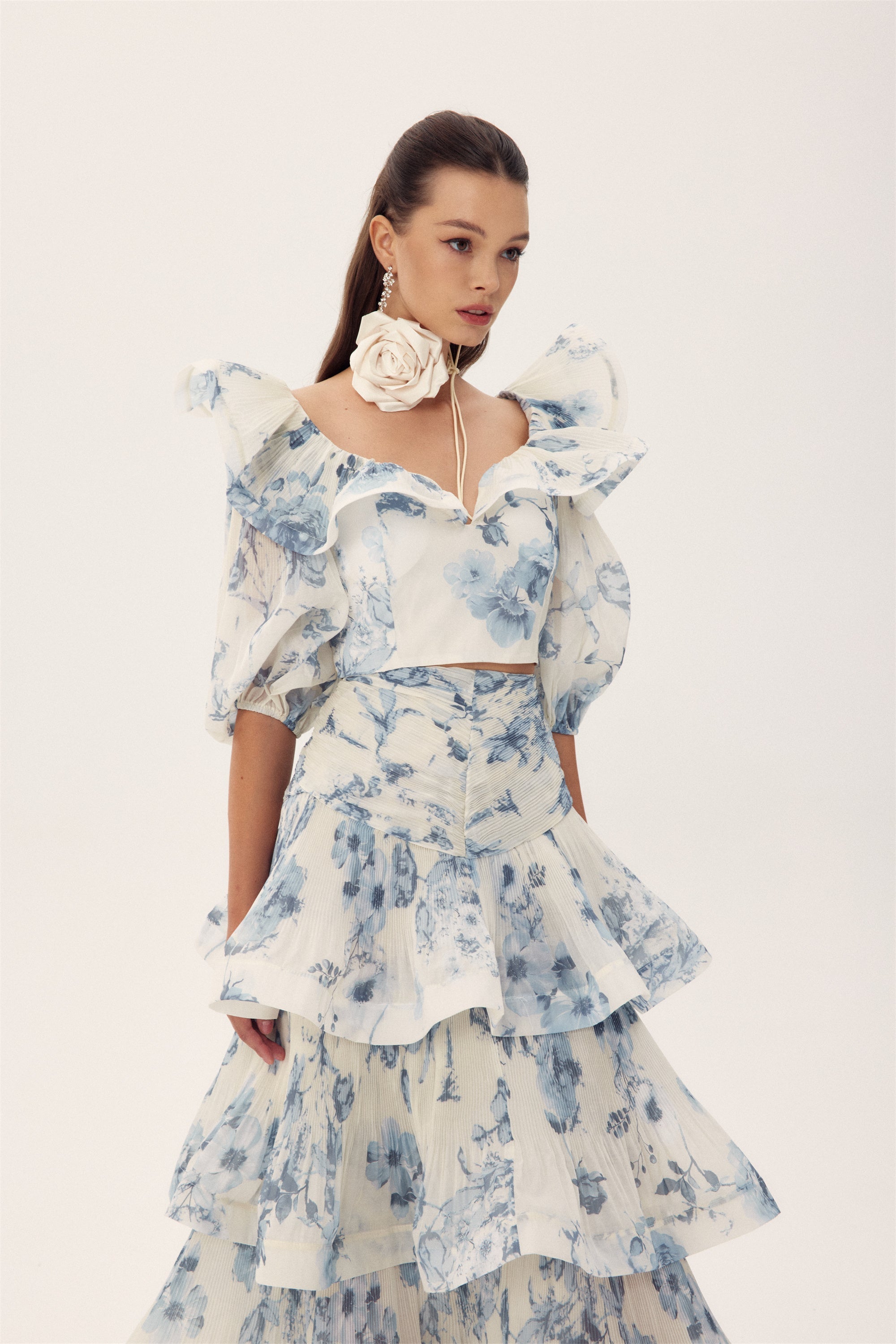 Sylvia Çiçek Baskılı Tül Takım